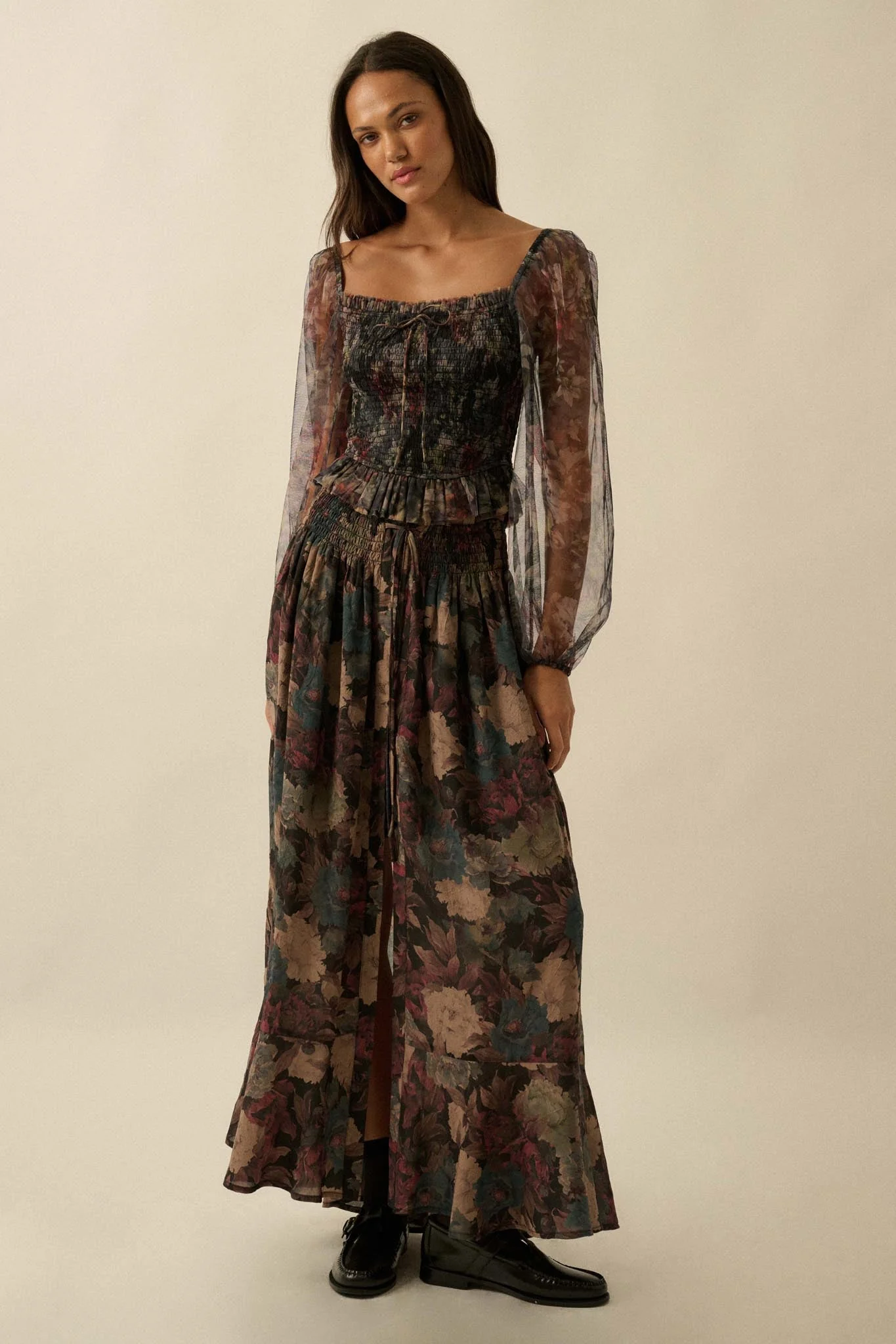 Bohemian Bliss Smocked Floral Tulle Peasant Top - Image 10