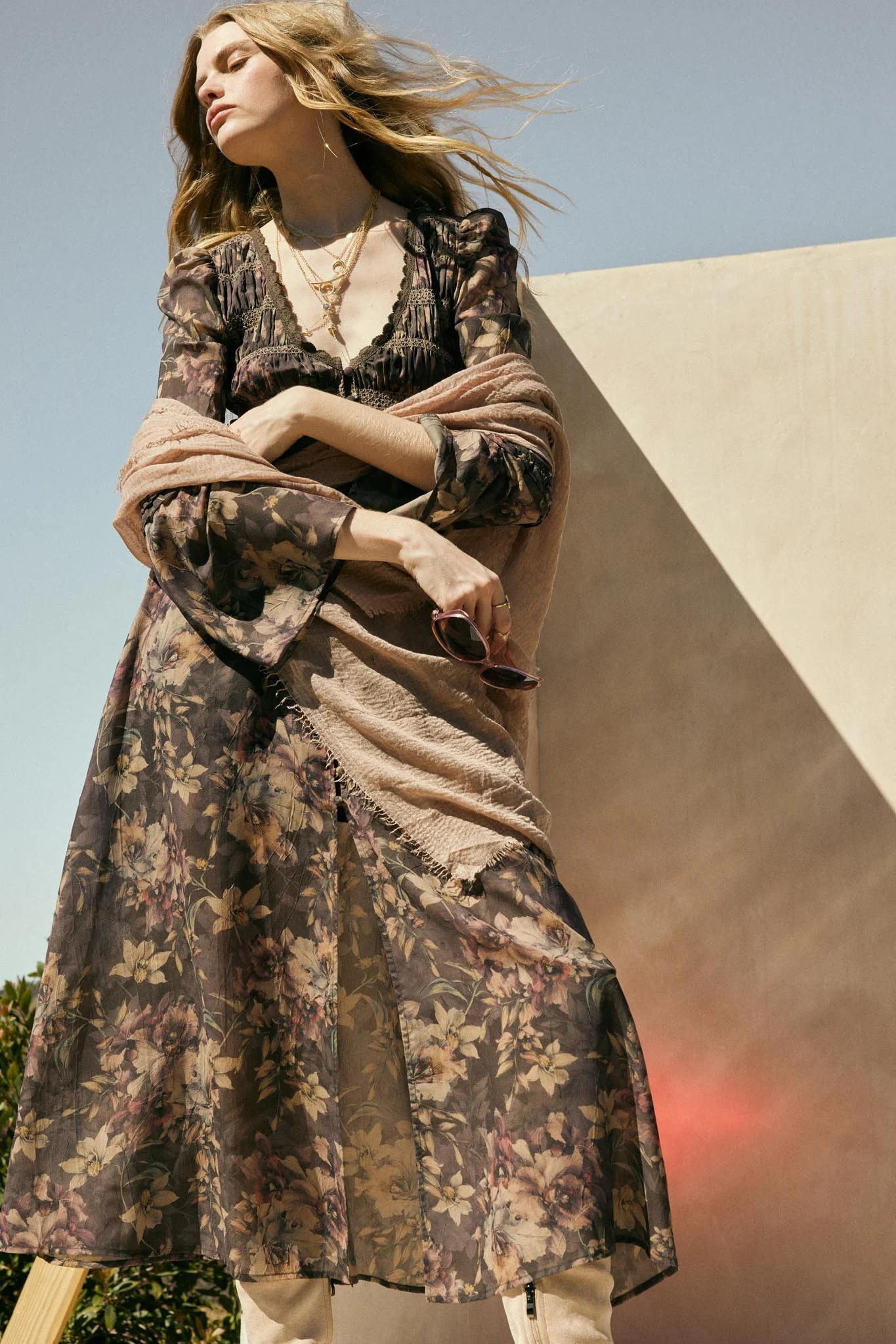 Boho Blossoms Floral Bell-Sleeve Midi Dress - Image 3