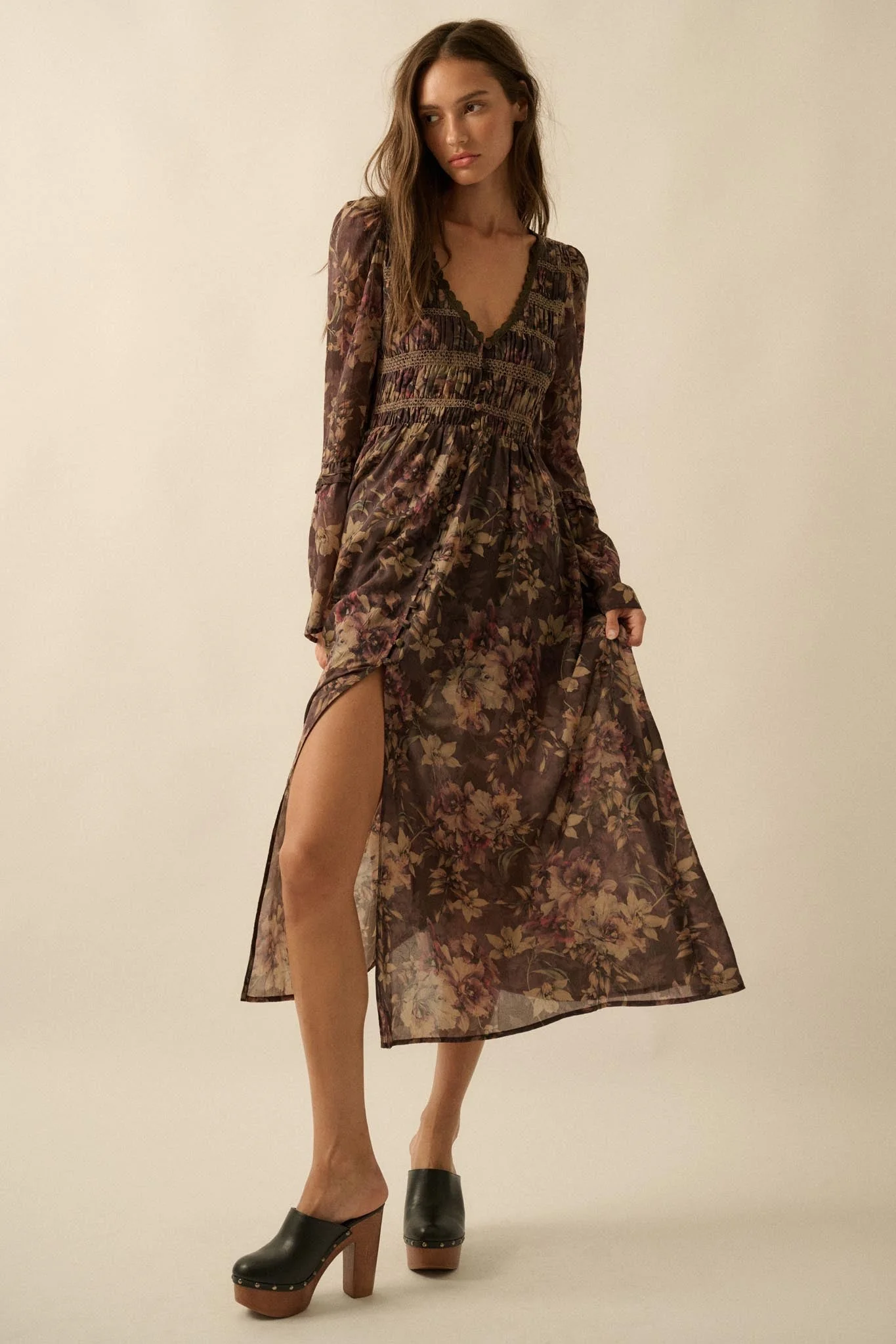 Boho Blossoms Floral Bell-Sleeve Midi Dress - Image 6