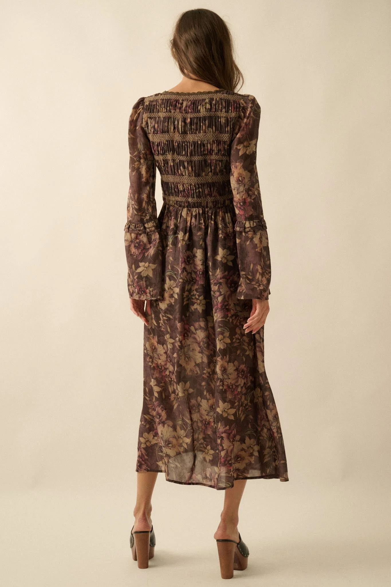 Boho Blossoms Floral Bell-Sleeve Midi Dress - Image 9
