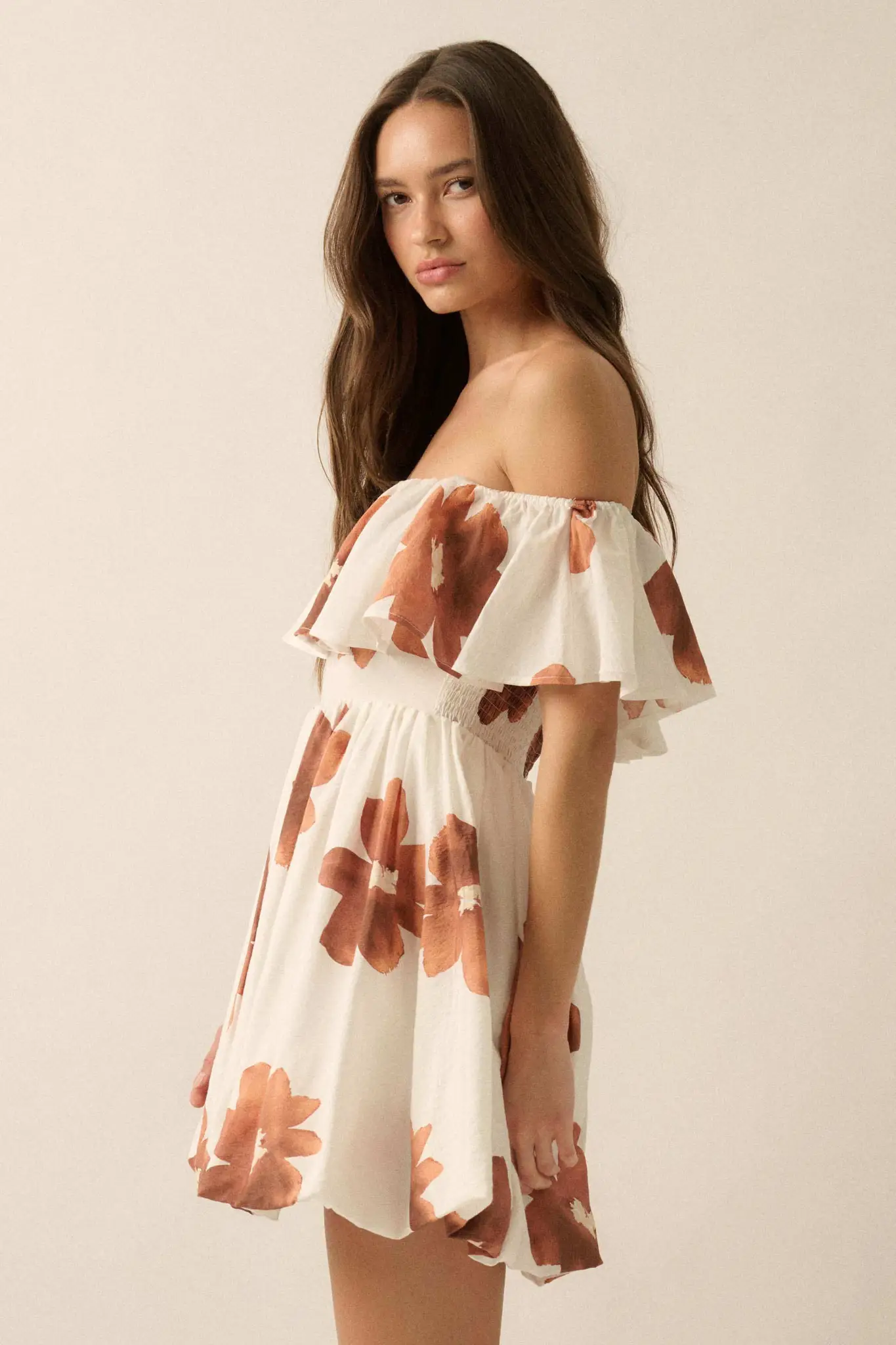 Bold Beauty Floral Off-Shoulder Flounce Mini Dress - Image 11