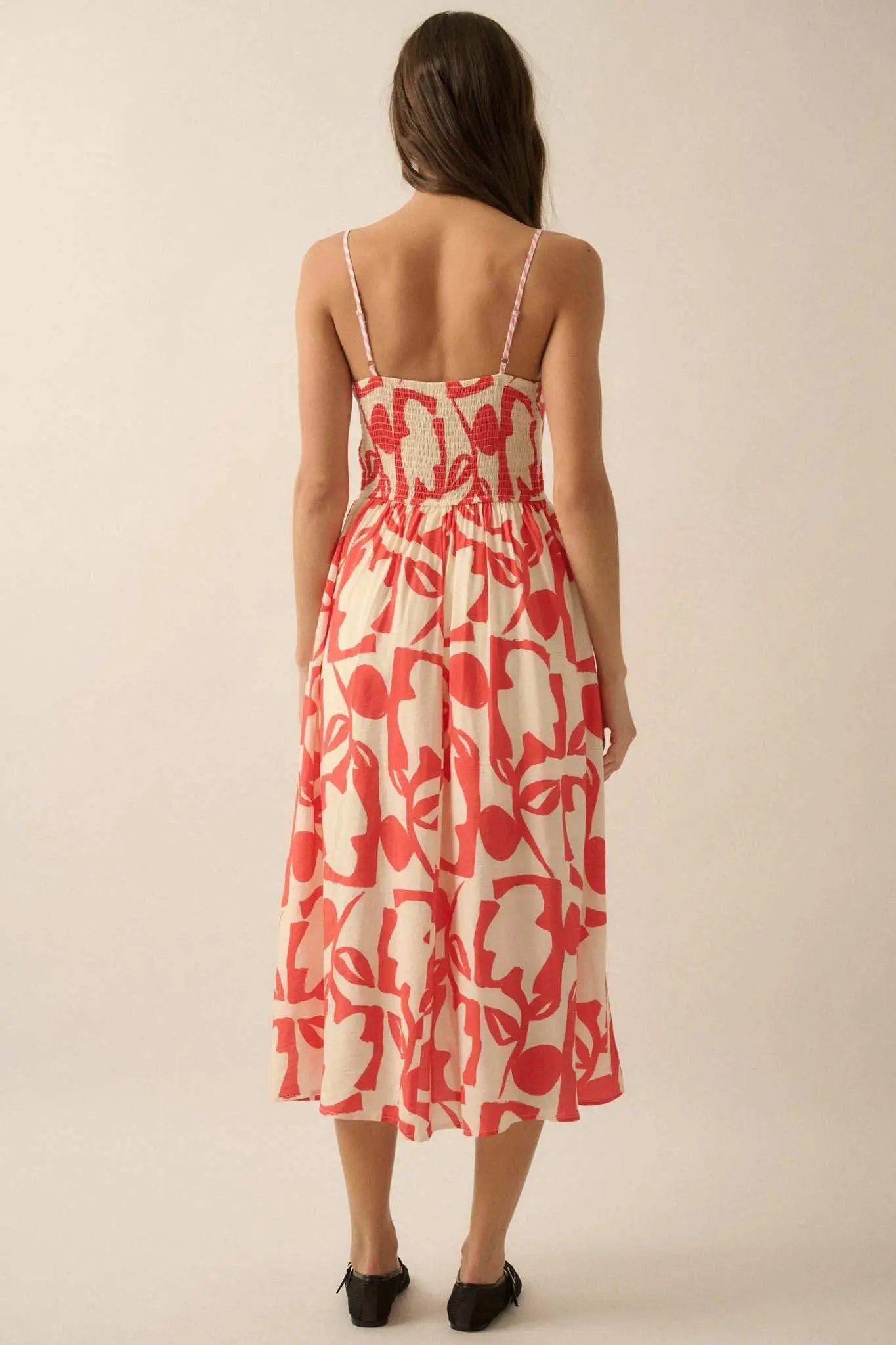Bold Bouquet Abstract Floral Pocket Midi Dress - Image 2