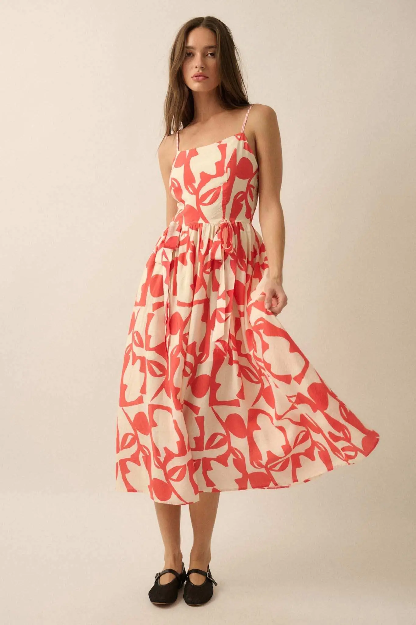 Bold Bouquet Abstract Floral Pocket Midi Dress - Image 4