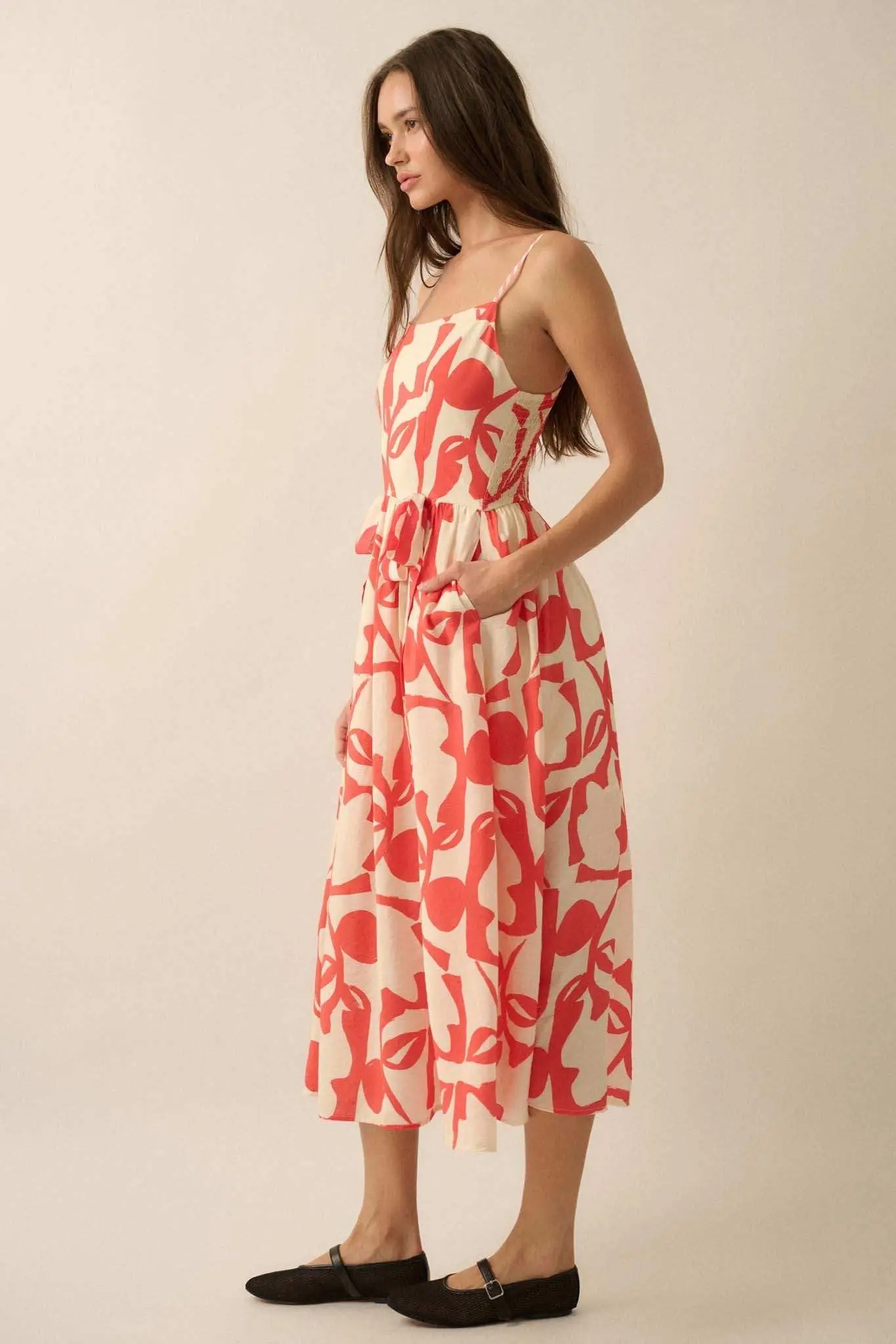 Bold Bouquet Abstract Floral Pocket Midi Dress - Image 6