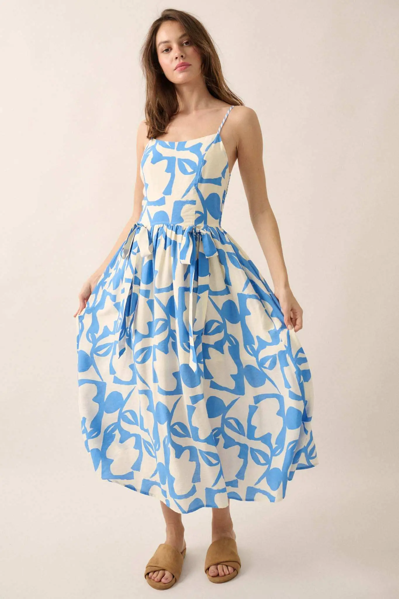 Bold Bouquet Abstract Floral Pocket Midi Dress - Image 9