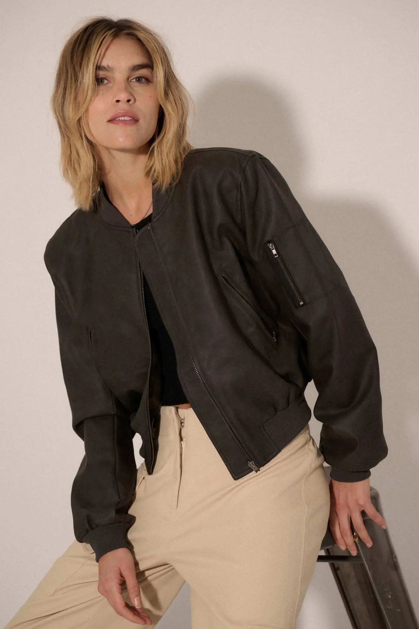 Bombs Away Vegan Leather Bomber Jacket - Image 7