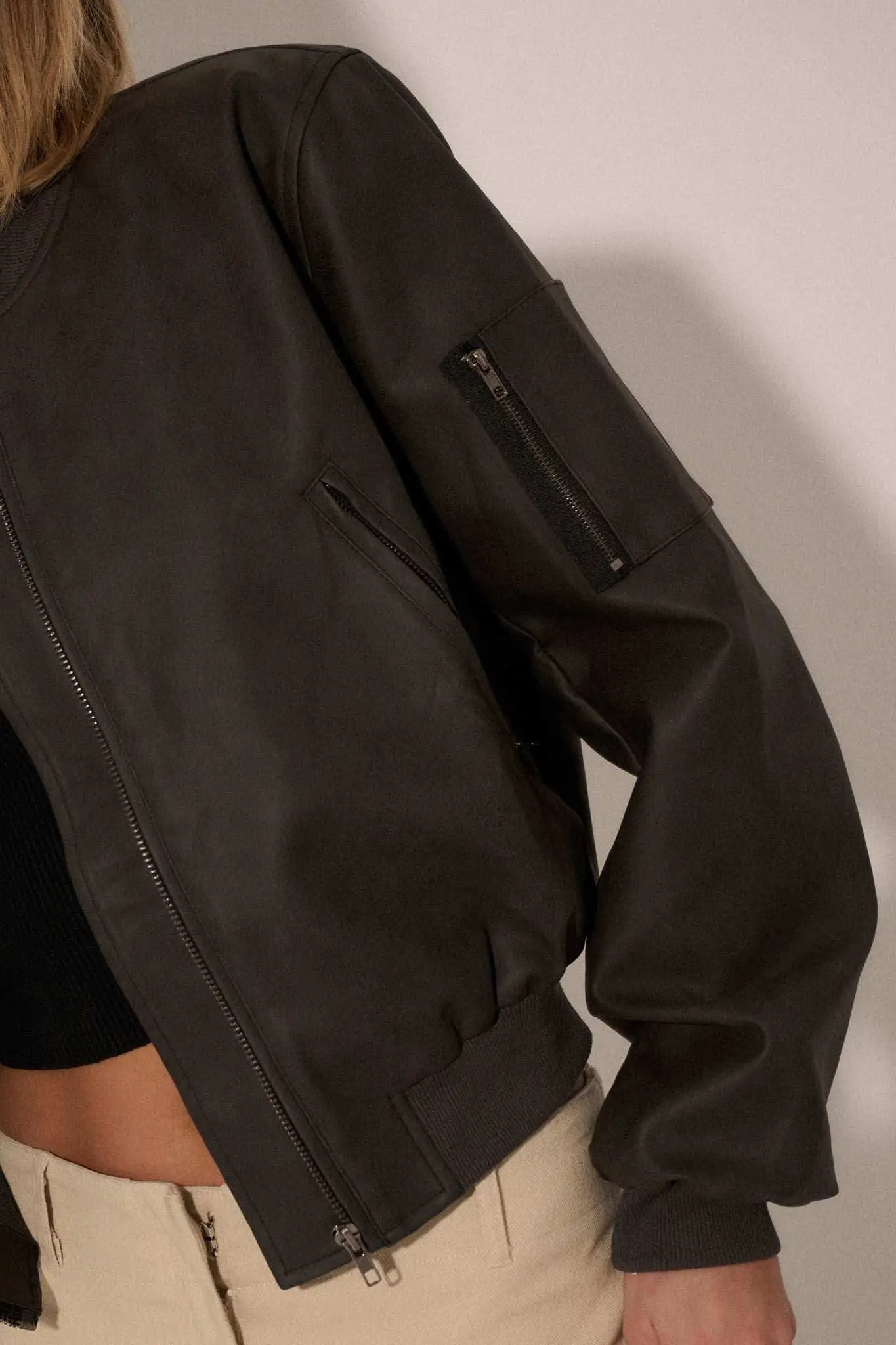Bombs Away Vegan Leather Bomber Jacket - Image 8