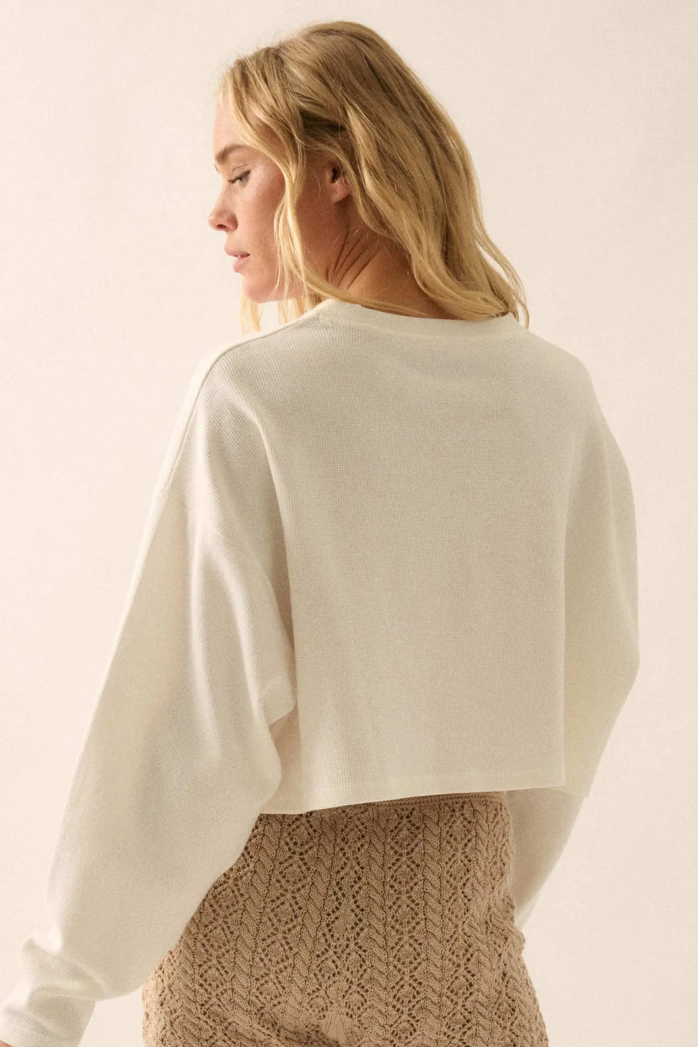 Bon Appetit Baguette Cropped Thermal Graphic Top - Image 6