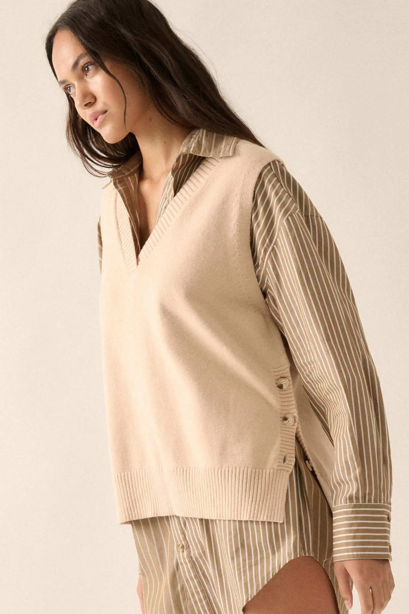 Book Smarts Side-Button V-Neck Sweater Vest - Image 11