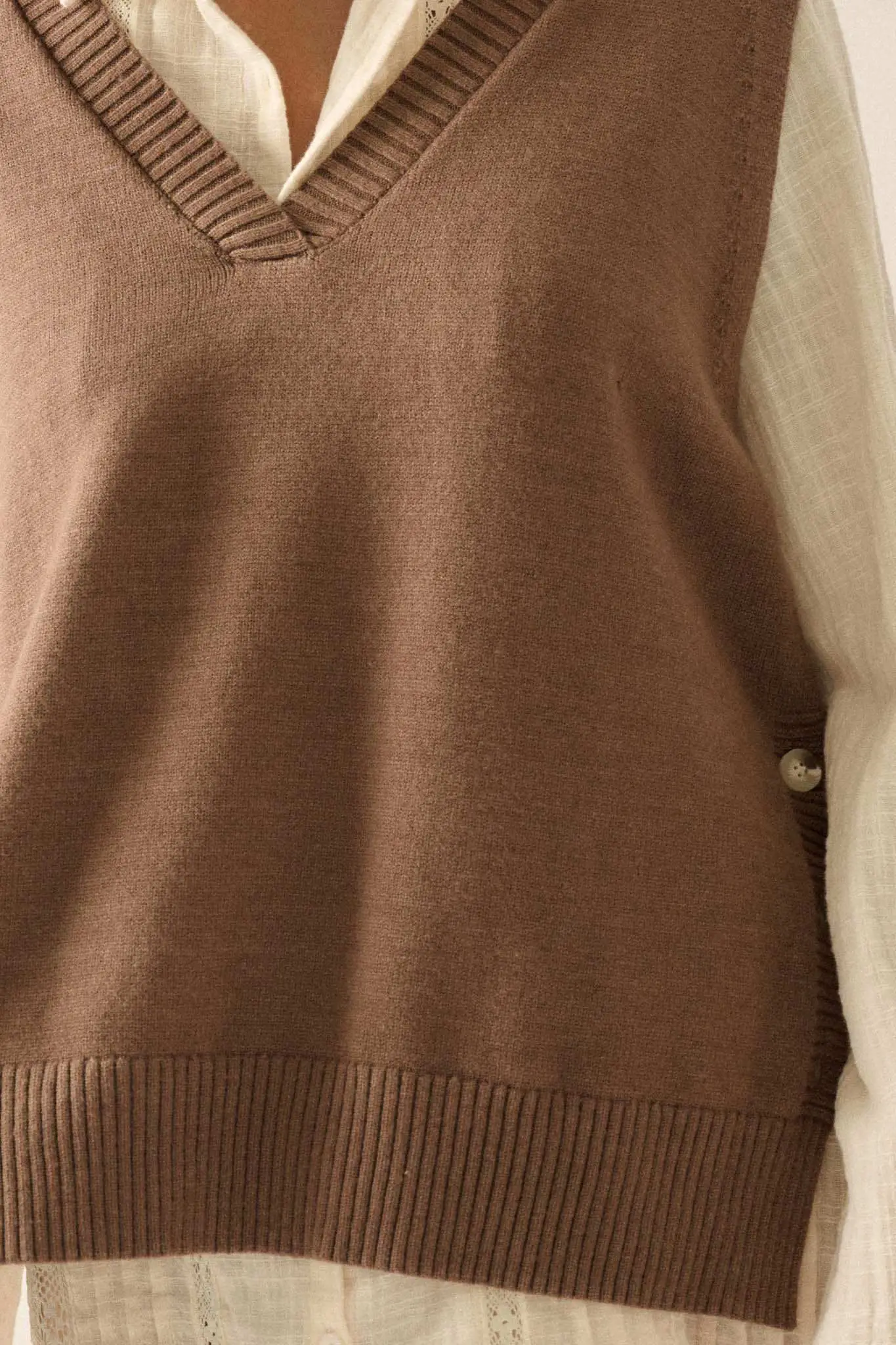 Book Smarts Side-Button V-Neck Sweater Vest - Image 13