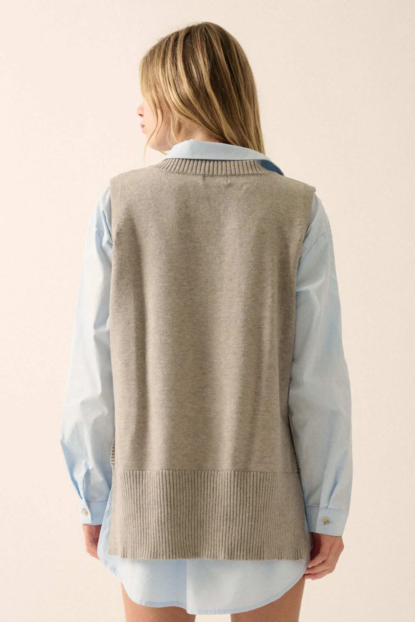 Book Smarts Side-Button V-Neck Sweater Vest - Image 6