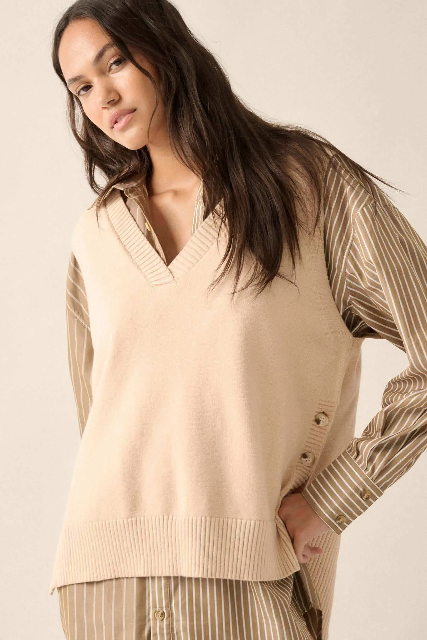 Book Smarts Side-Button V-Neck Sweater Vest - Image 7