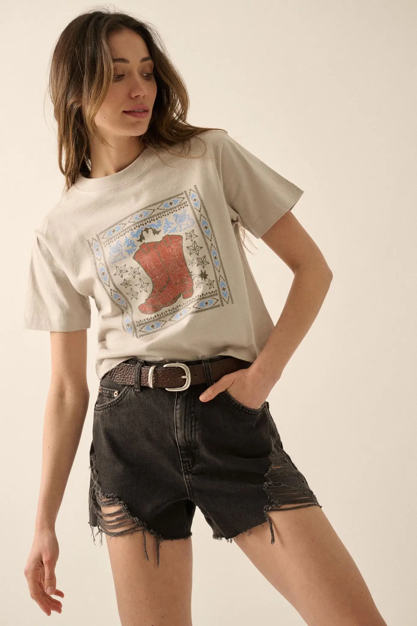 Boots and Beauty Garment Dyed Western Graphic Tee