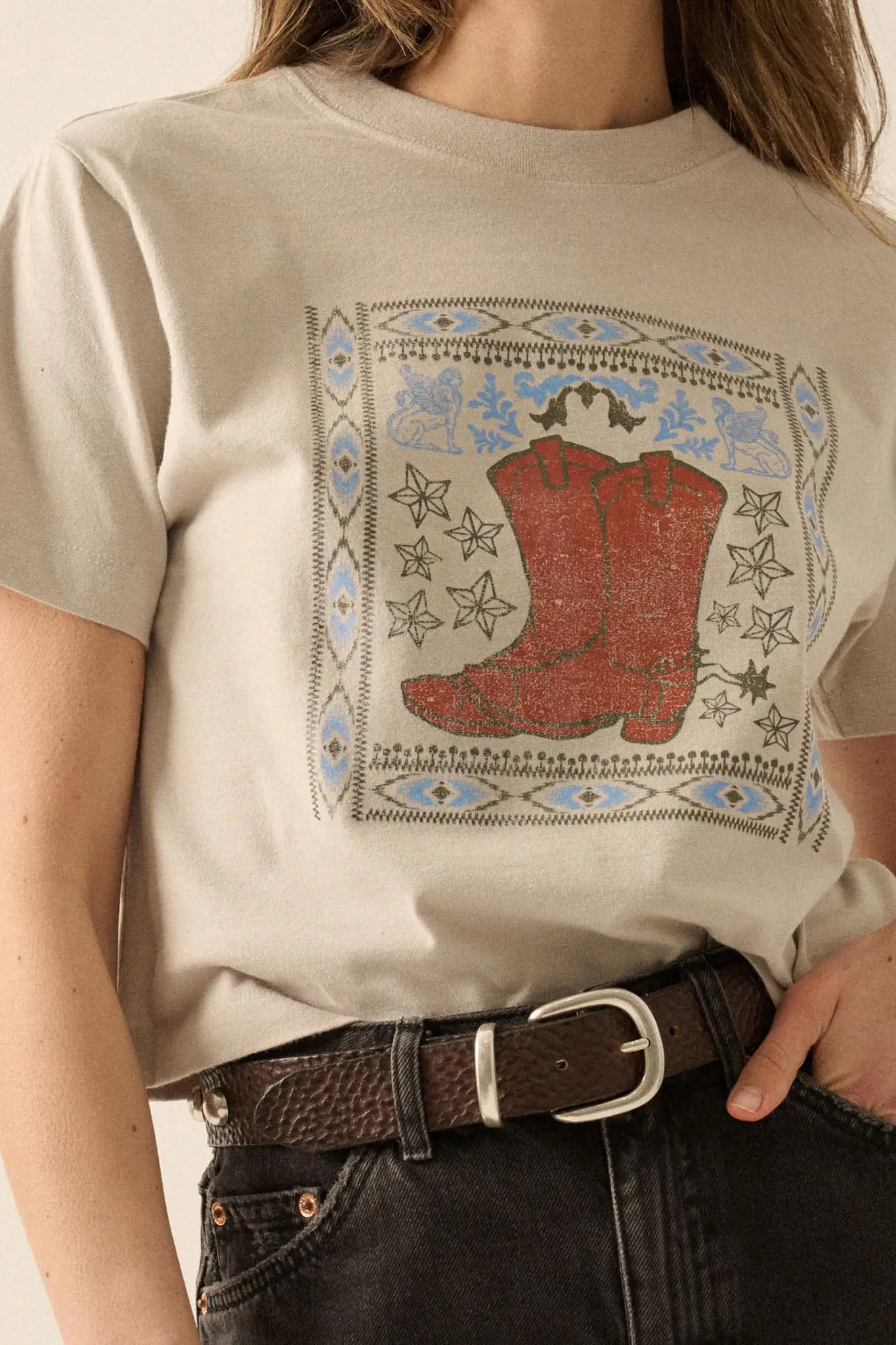 Boots and Beauty Garment Dyed Western Graphic Tee - Image 2