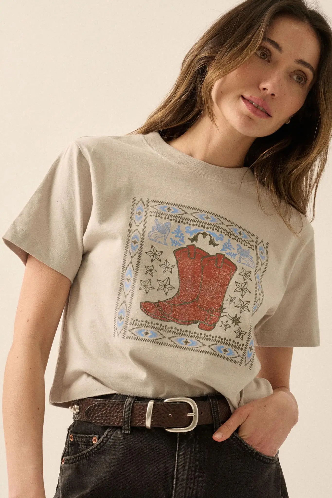 Boots and Beauty Garment Dyed Western Graphic Tee - Image 4