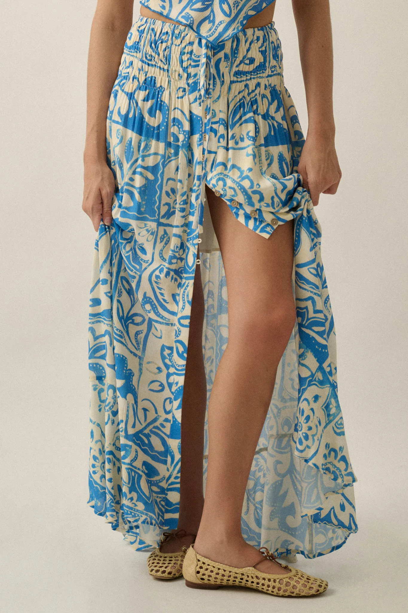 Born Nomad Abstract Floral-Print Button-Up Maxi Skirt - Image 11