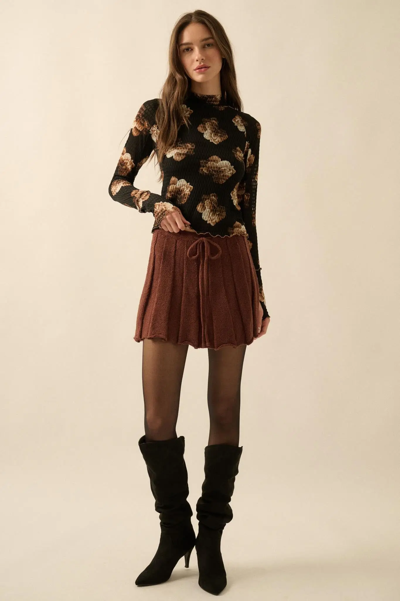 Born Ready Pleated Drawstring Sweater Skirt - Image 2