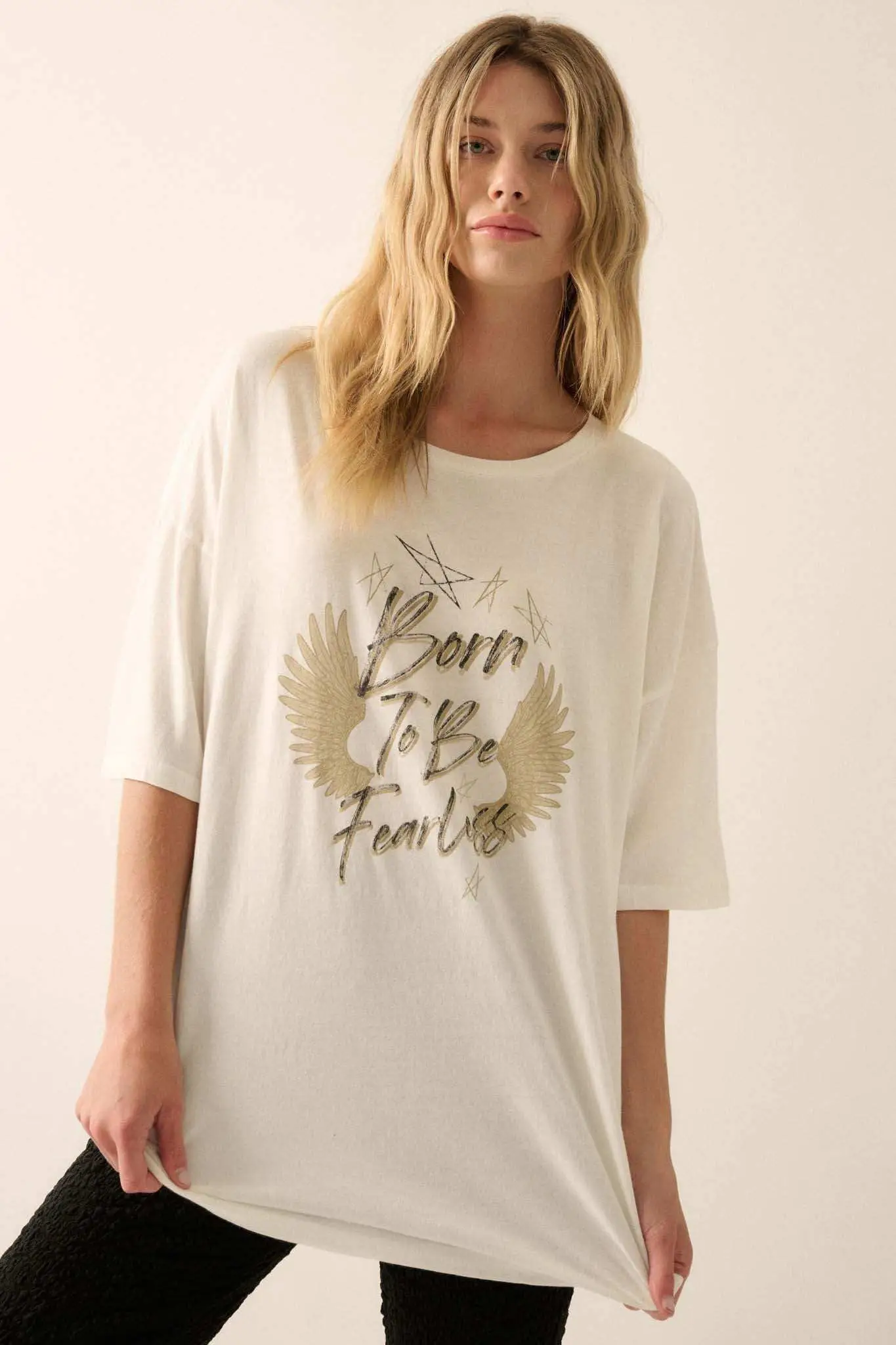 Born to be Fearless Oversize Graphic Tee - Image 4