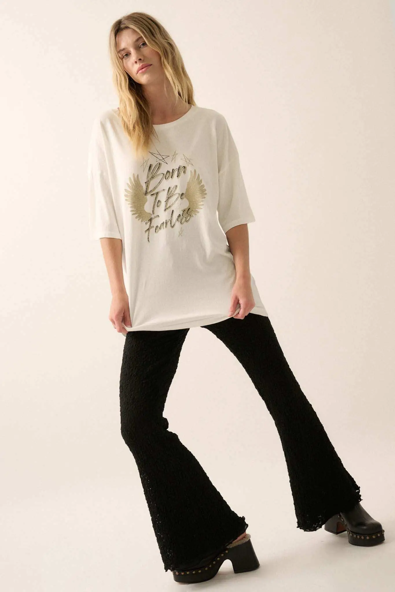 Born to be Fearless Oversize Graphic Tee - Image 6