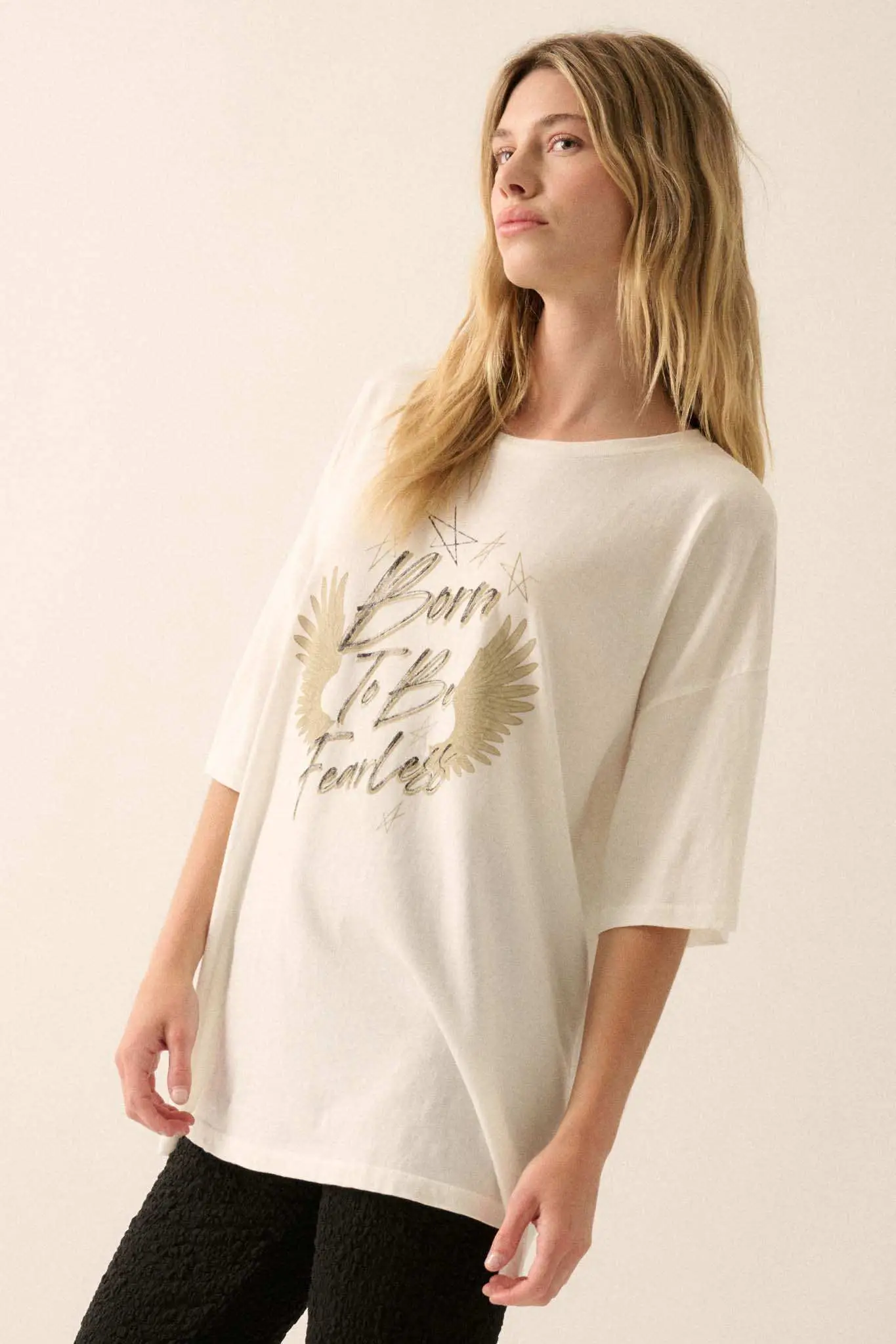 Born to be Fearless Oversize Graphic Tee - Image 8
