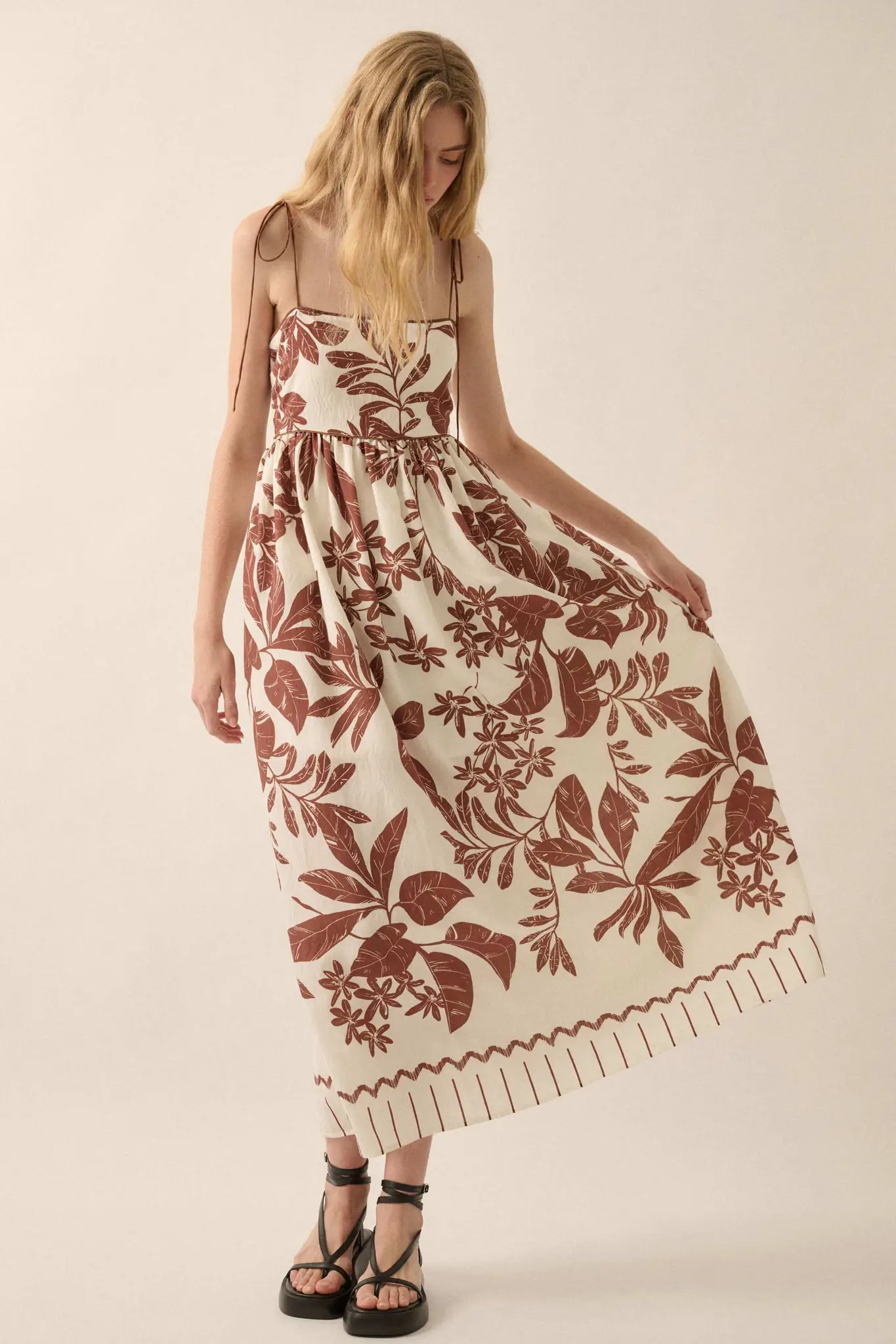 Botanical Beauty Tropical High-Waist Midi Dress - Image 10
