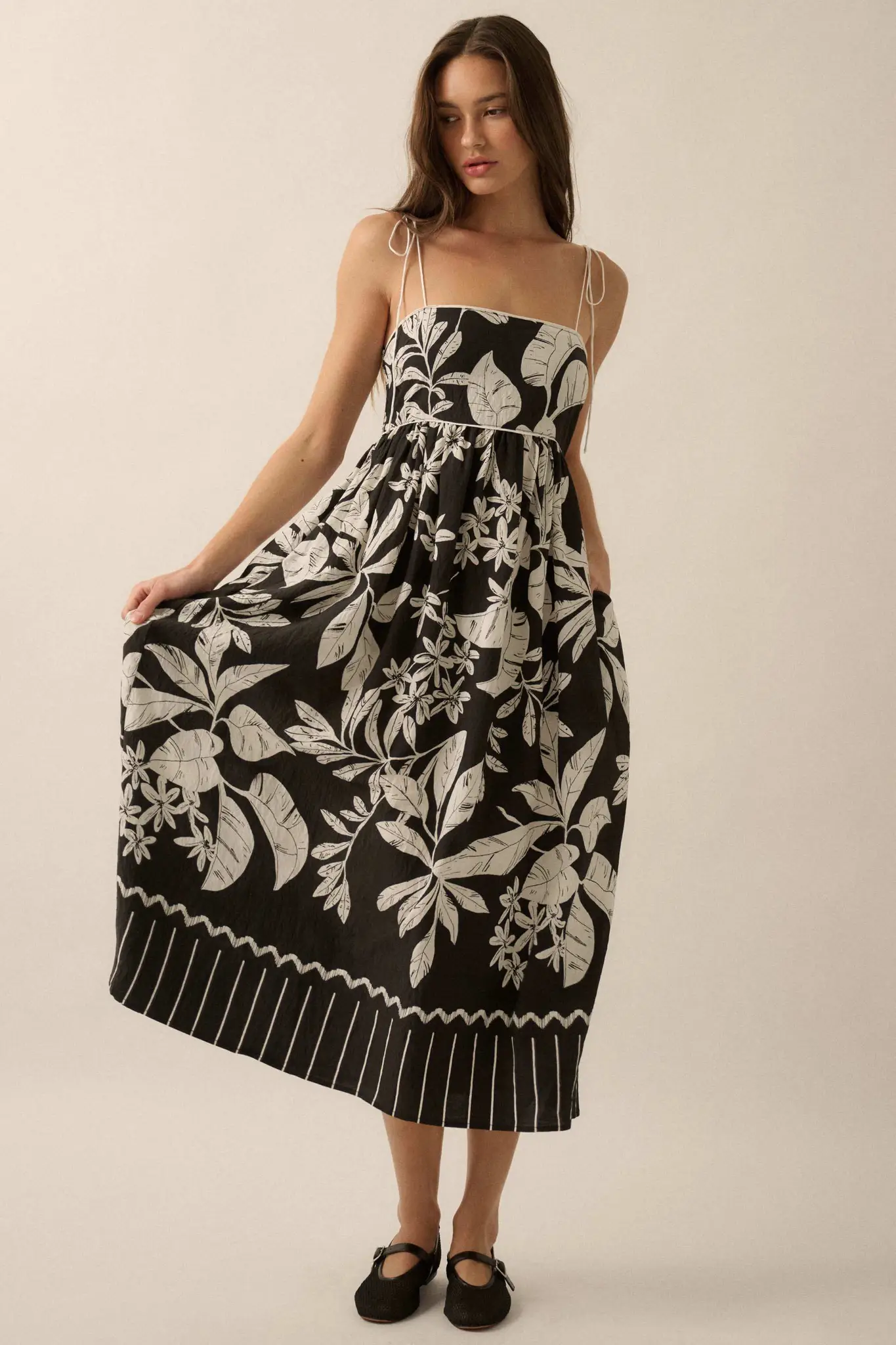 Botanical Beauty Tropical High-Waist Midi Dress - Image 4