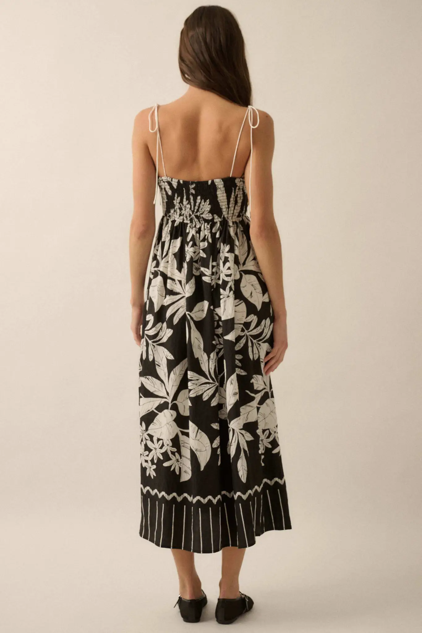 Botanical Beauty Tropical High-Waist Midi Dress - Image 9