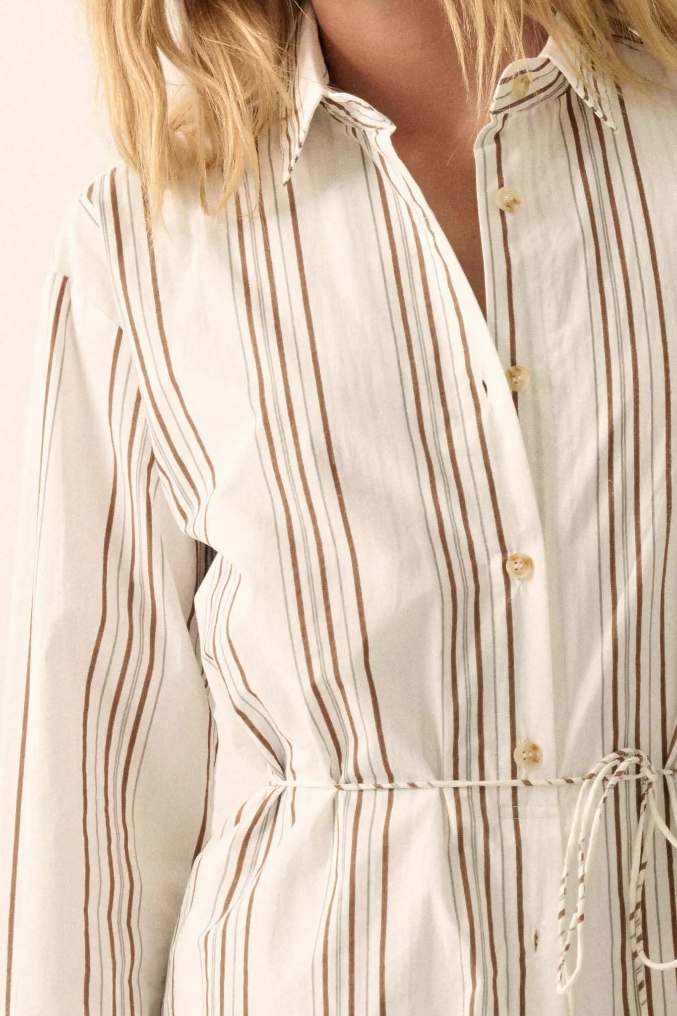 Bottom Line Striped Button-Up Belted Shirt Romper - Image 6