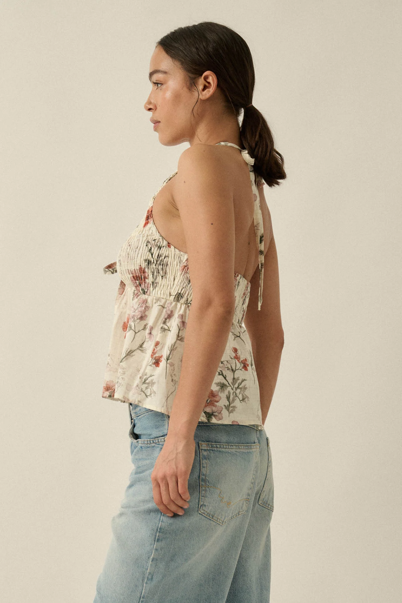Bouquet in Bloom Floral Smocked Peplum Halter Top - Image 17