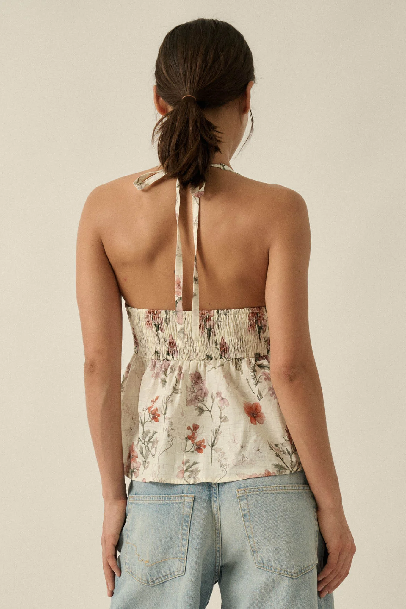 Bouquet in Bloom Floral Smocked Peplum Halter Top - Image 18