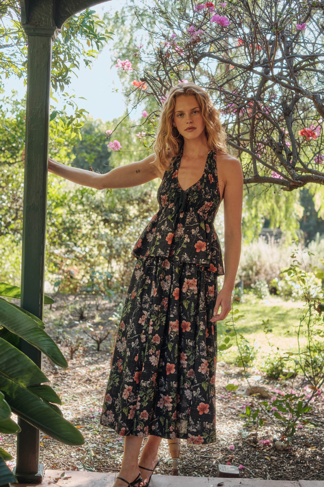 Bouquet in Bloom Floral Smocked Peplum Halter Top - Image 2