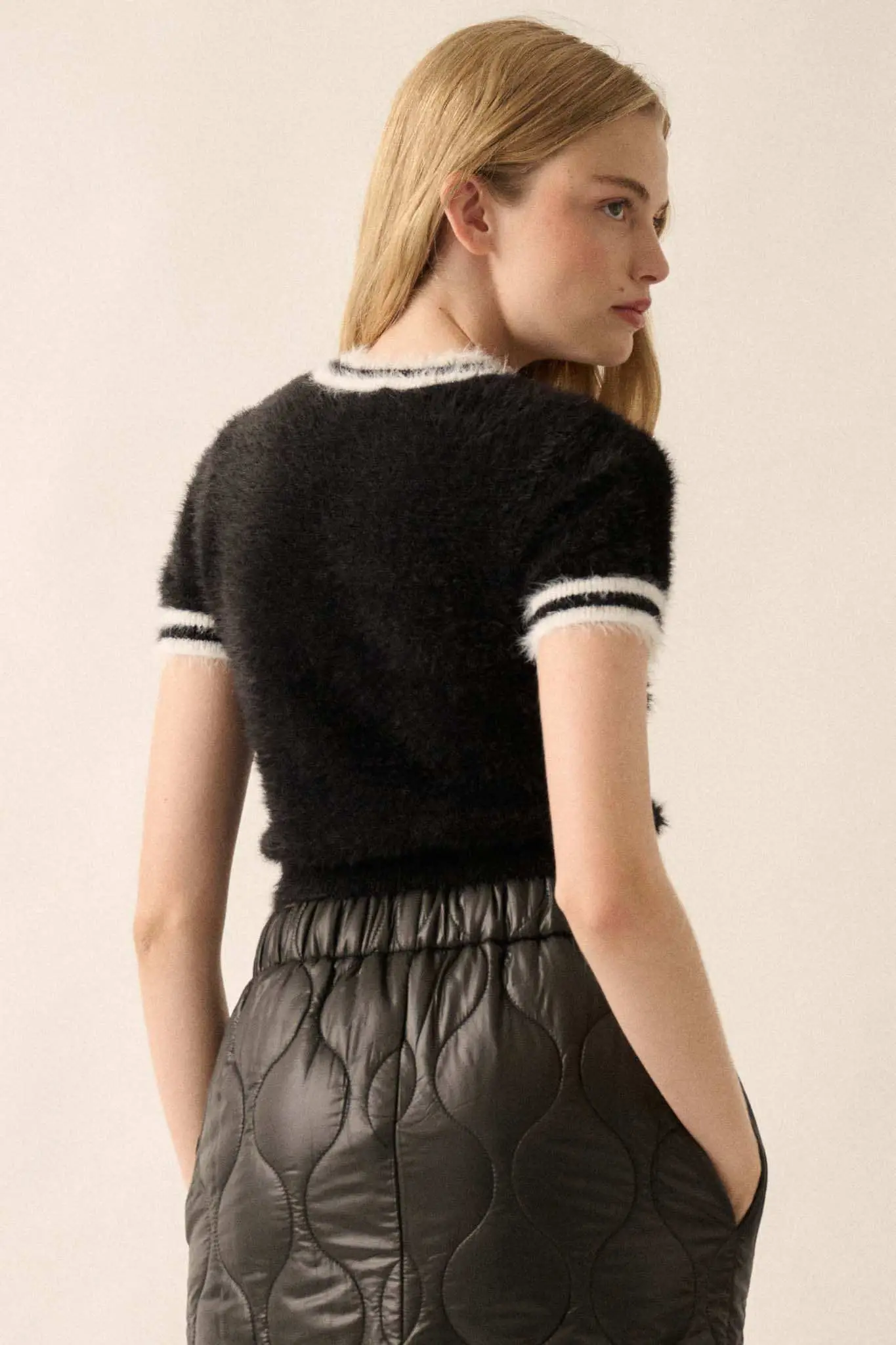 Bow Me Away Fuzzy Knit Short-Sleeve Sweater - Image 10