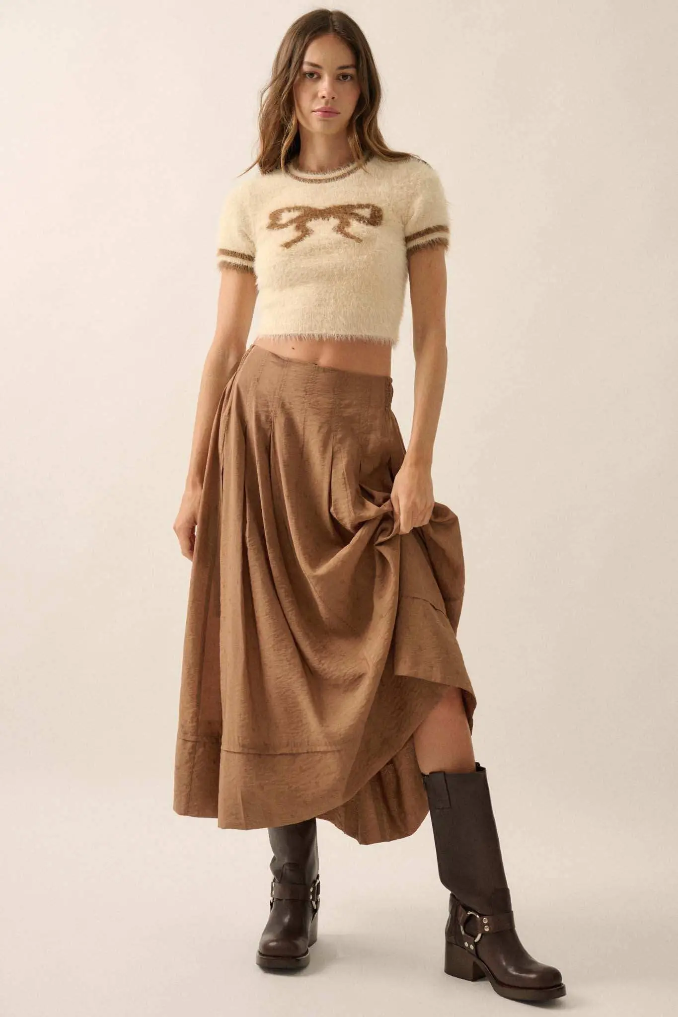 Bow Me Away Fuzzy Knit Short-Sleeve Sweater - Image 3