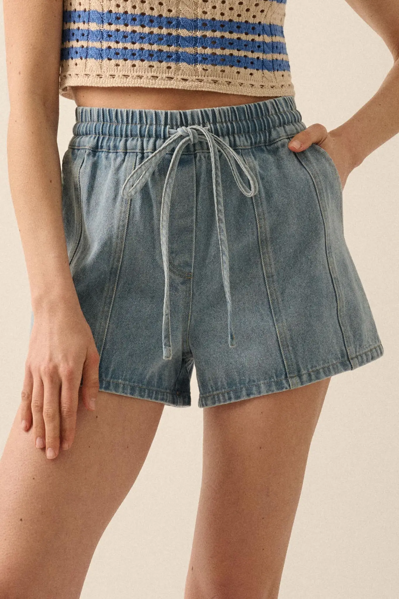 Brand New Day Denim Drawstring Shorts - Image 4
