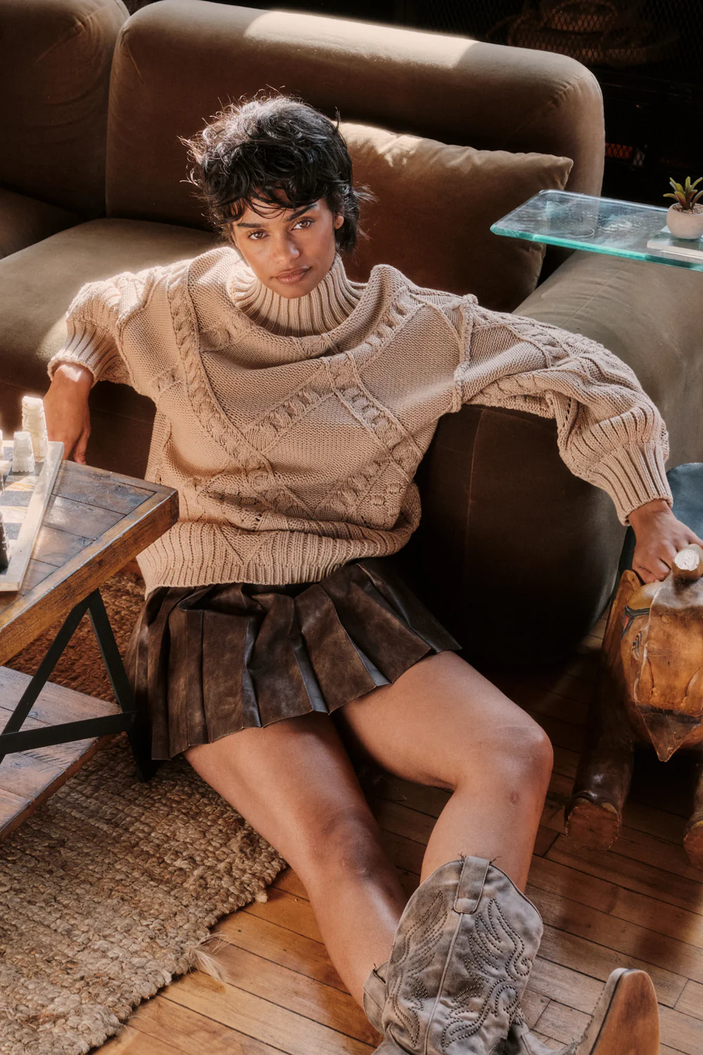 Brat Attack Pleated Vegan Leather Mini Skirt - Image 12
