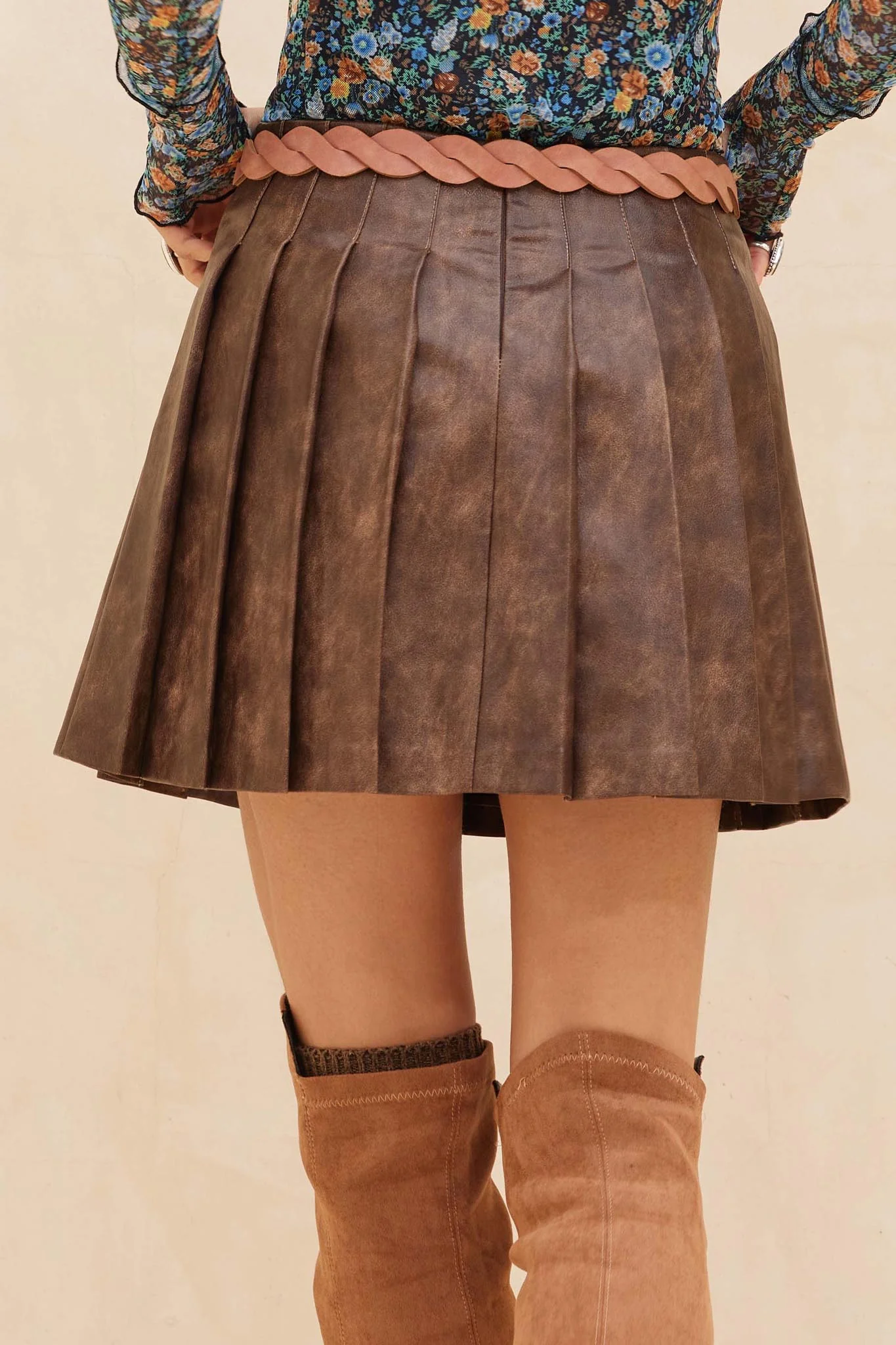 Brat Attack Pleated Vegan Leather Mini Skirt - Image 18