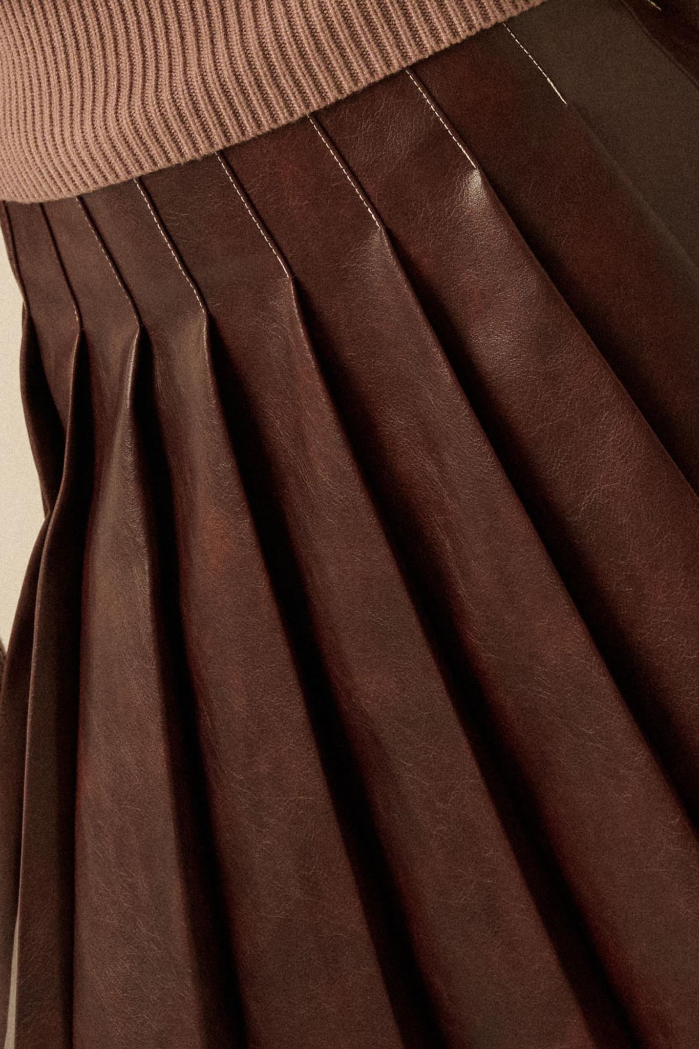 Brat Attack Pleated Vegan Leather Mini Skirt - Image 23