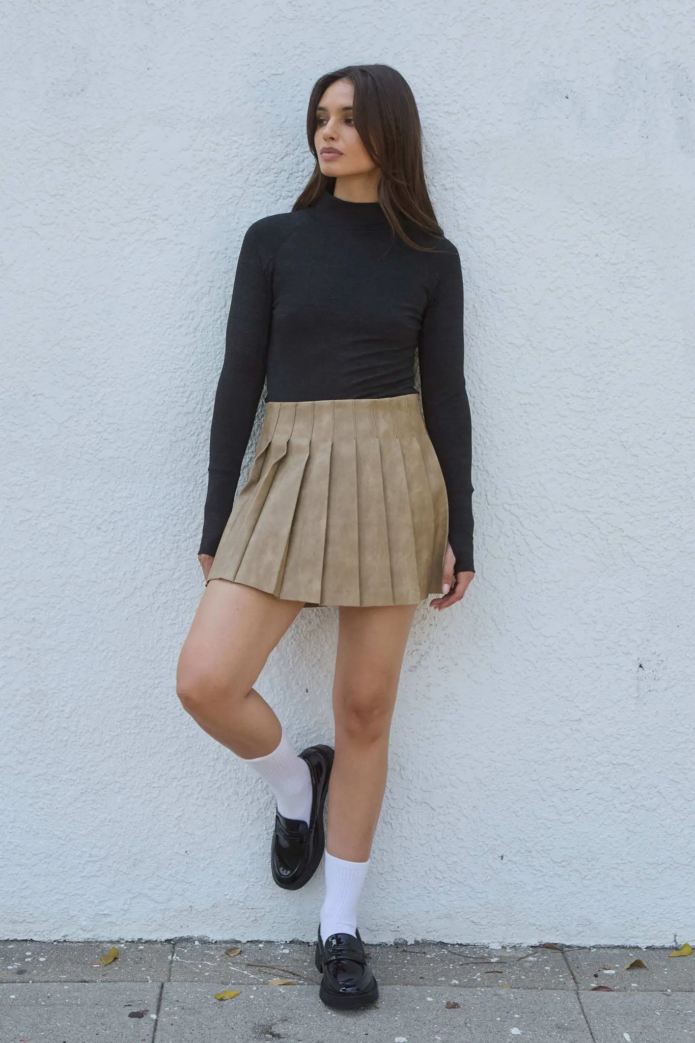 Brat Attack Pleated Vegan Leather Mini Skirt - Image 35