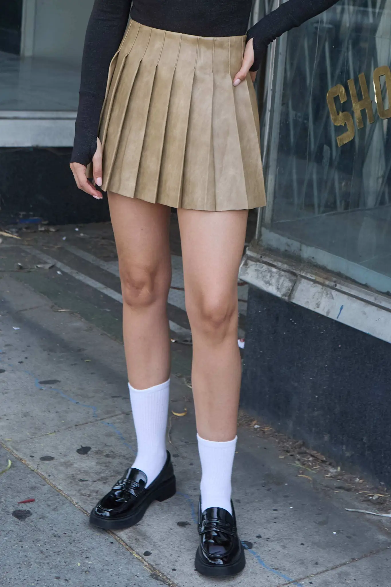 Brat Attack Pleated Vegan Leather Mini Skirt - Image 37