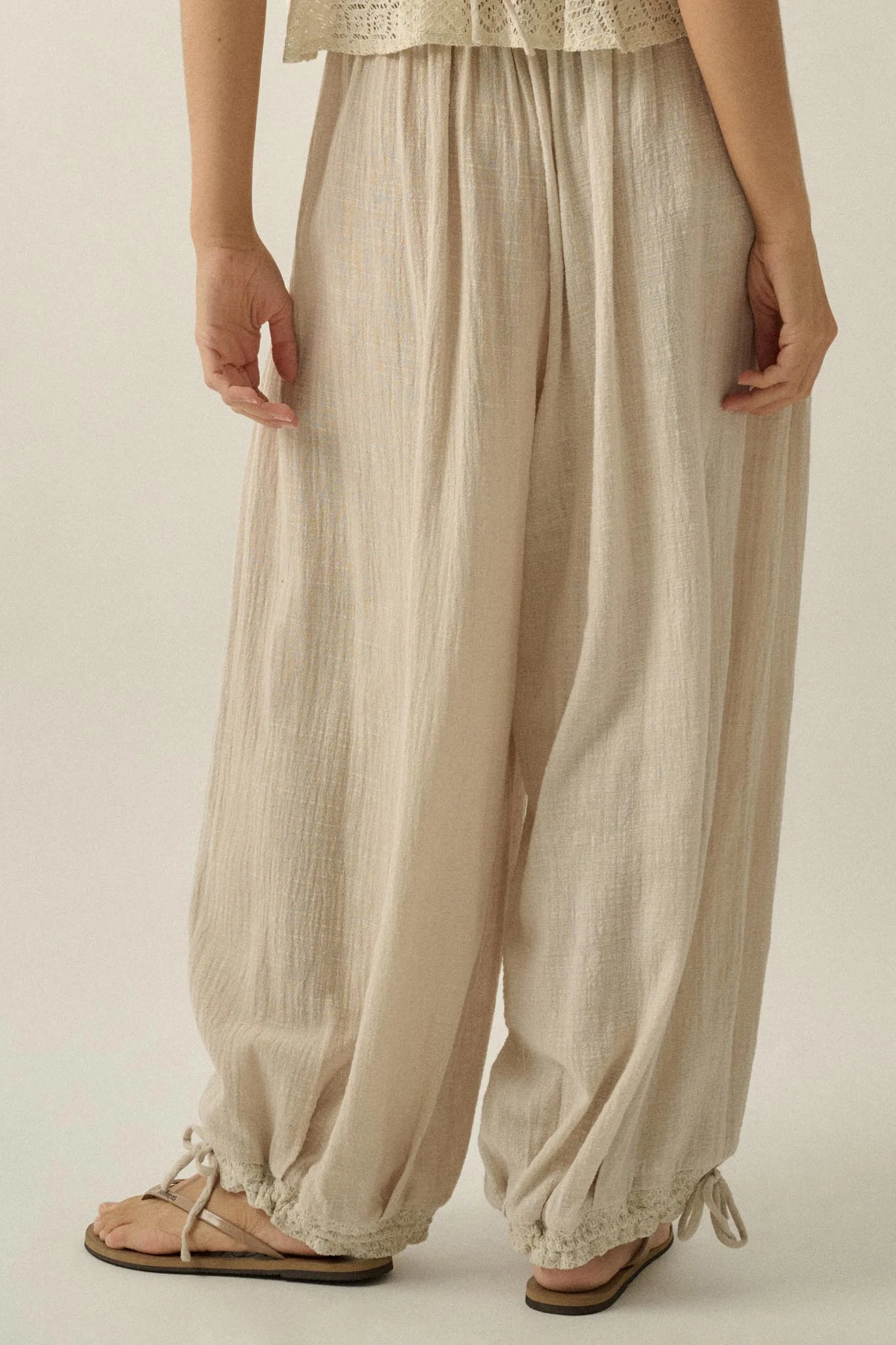 Break Free Cotton Gauze Drawstring Balloon Pants - Image 9