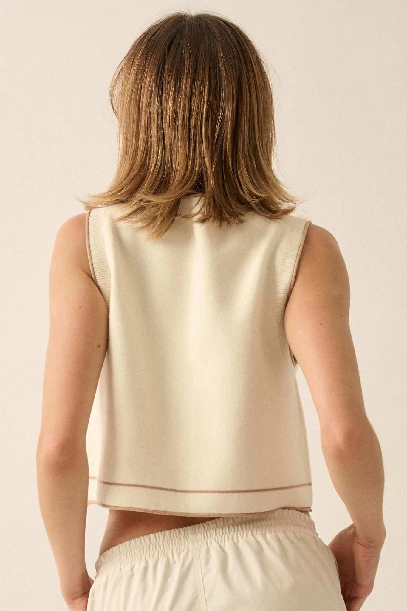Break Out Sleeveless Button-Up Cropped Sweater - Image 12