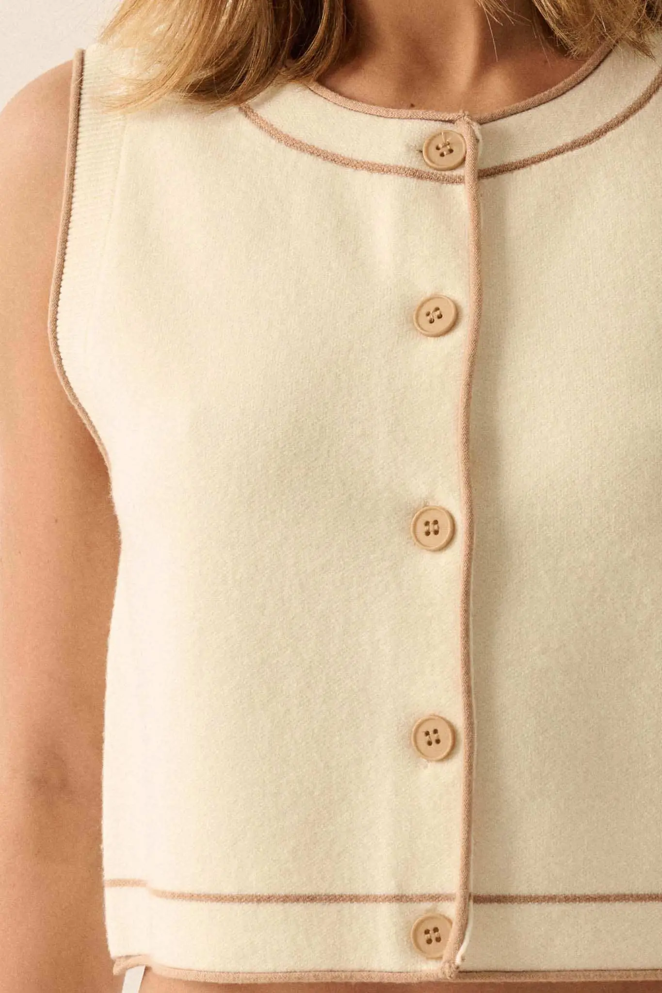 Break Out Sleeveless Button-Up Cropped Sweater - Image 8