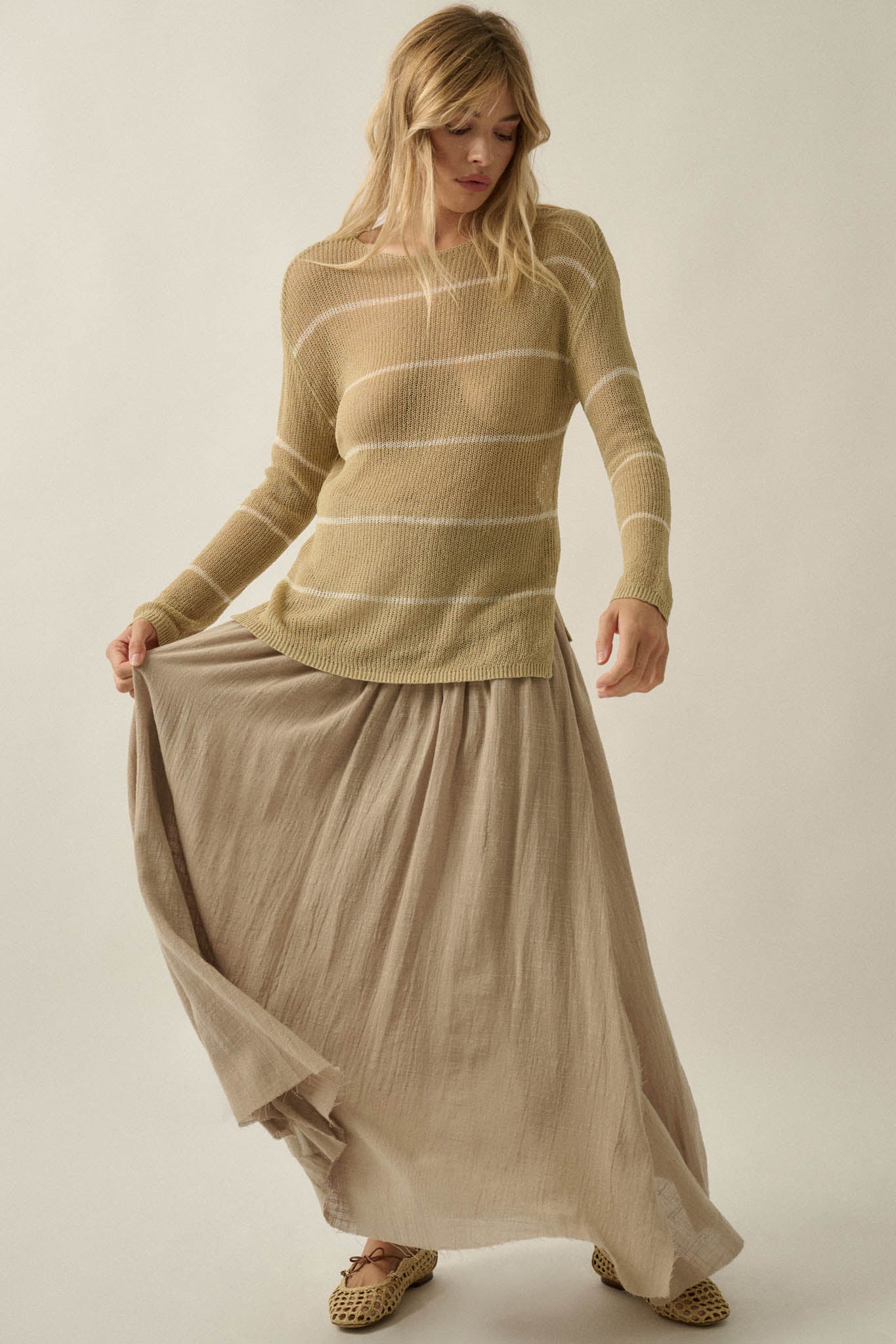 Breath of Air Cotton Gauze Drop-Waist Maxi Skort - Image 12