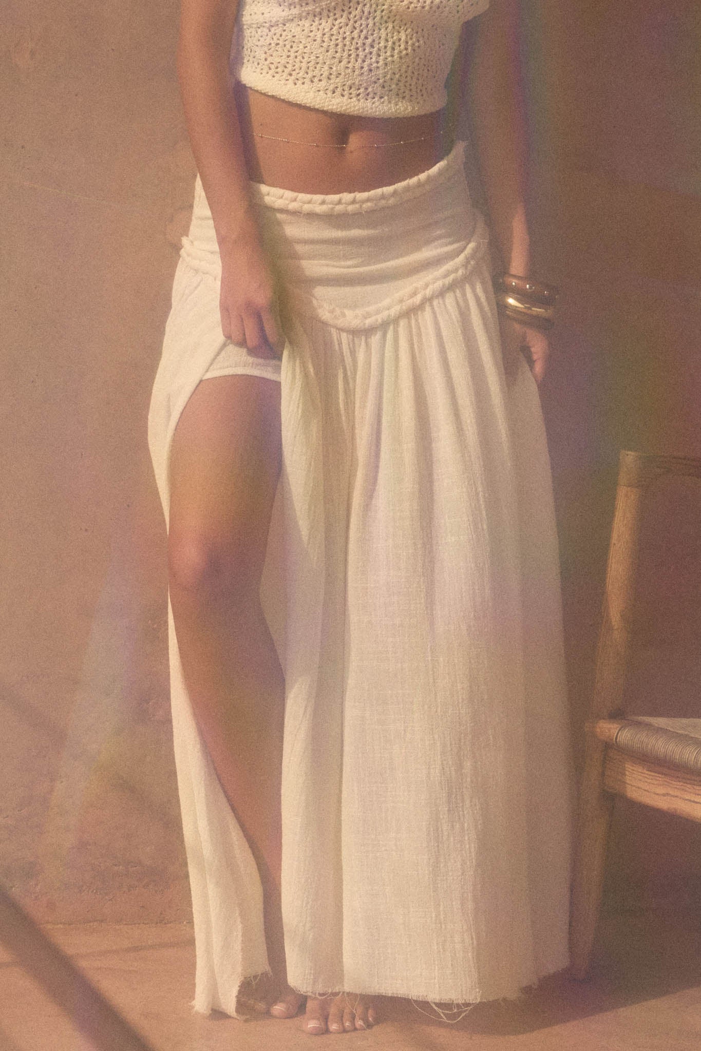 Breath of Air Cotton Gauze Drop-Waist Maxi Skort - Image 2
