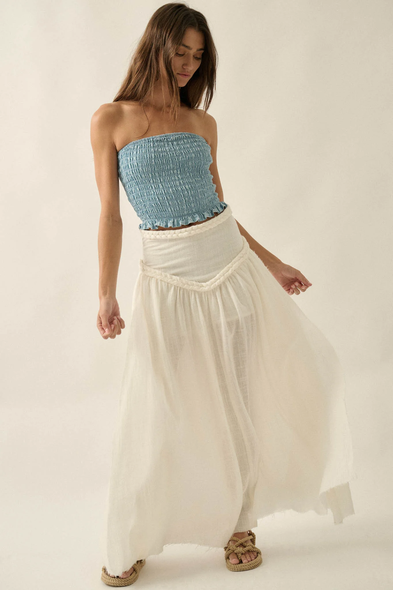 Breath of Air Cotton Gauze Drop-Waist Maxi Skort - Image 4