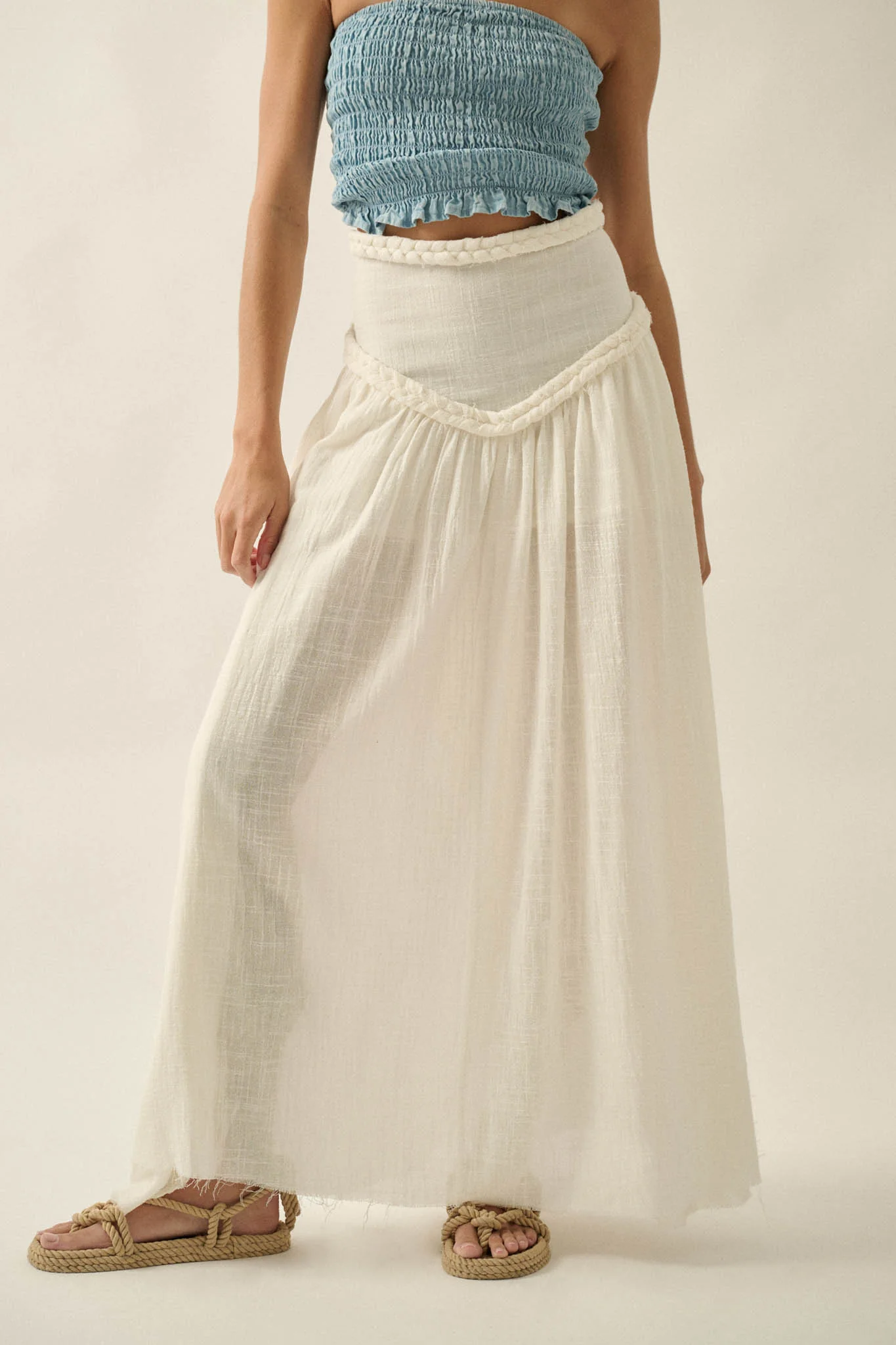 Breath of Air Cotton Gauze Drop-Waist Maxi Skort - Image 5