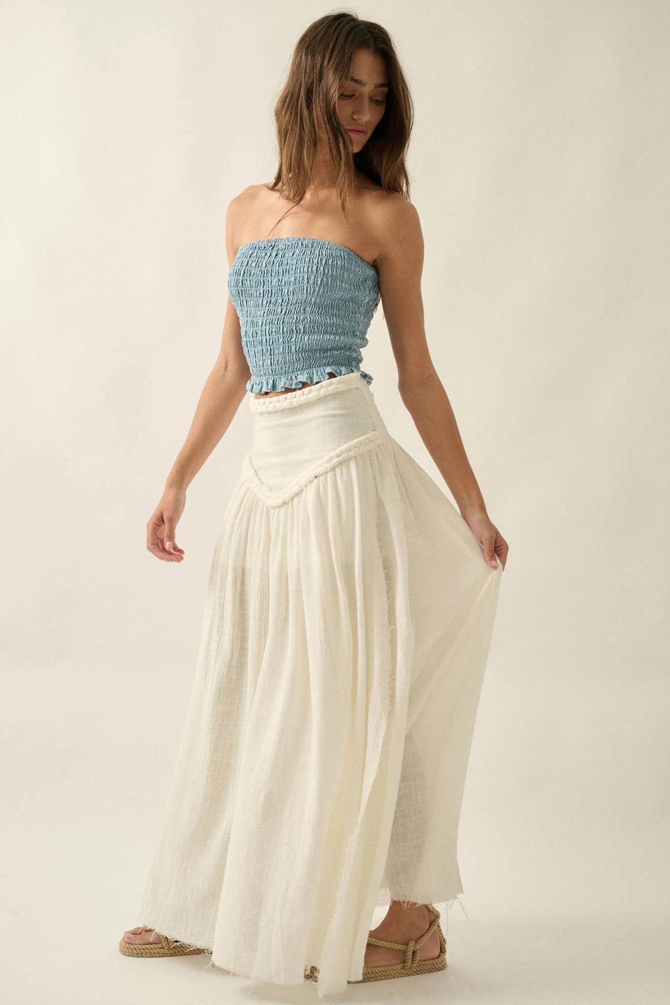 Breath of Air Cotton Gauze Drop-Waist Maxi Skort - Image 7