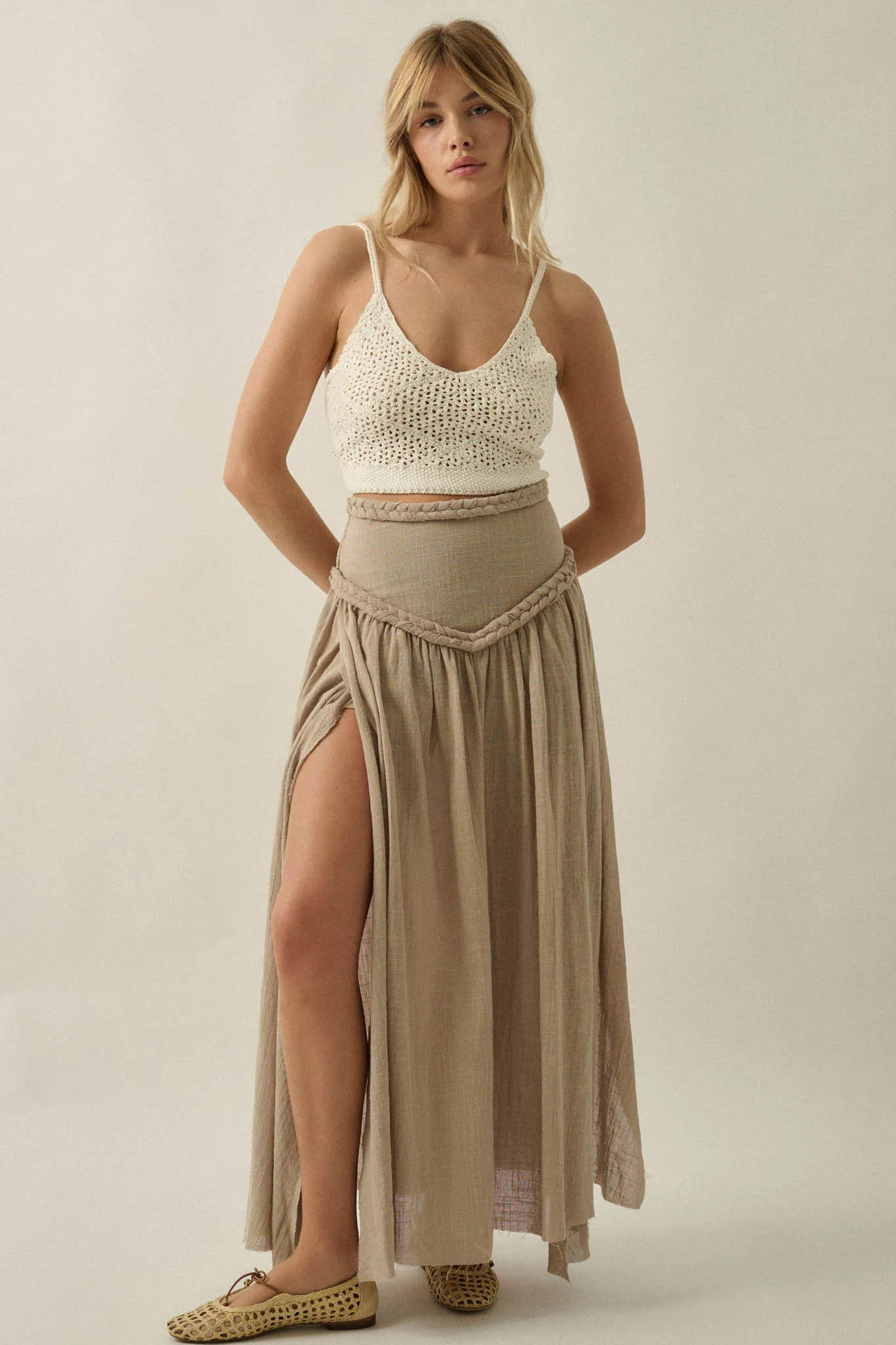 Breath of Air Cotton Gauze Drop-Waist Maxi Skort - Image 9