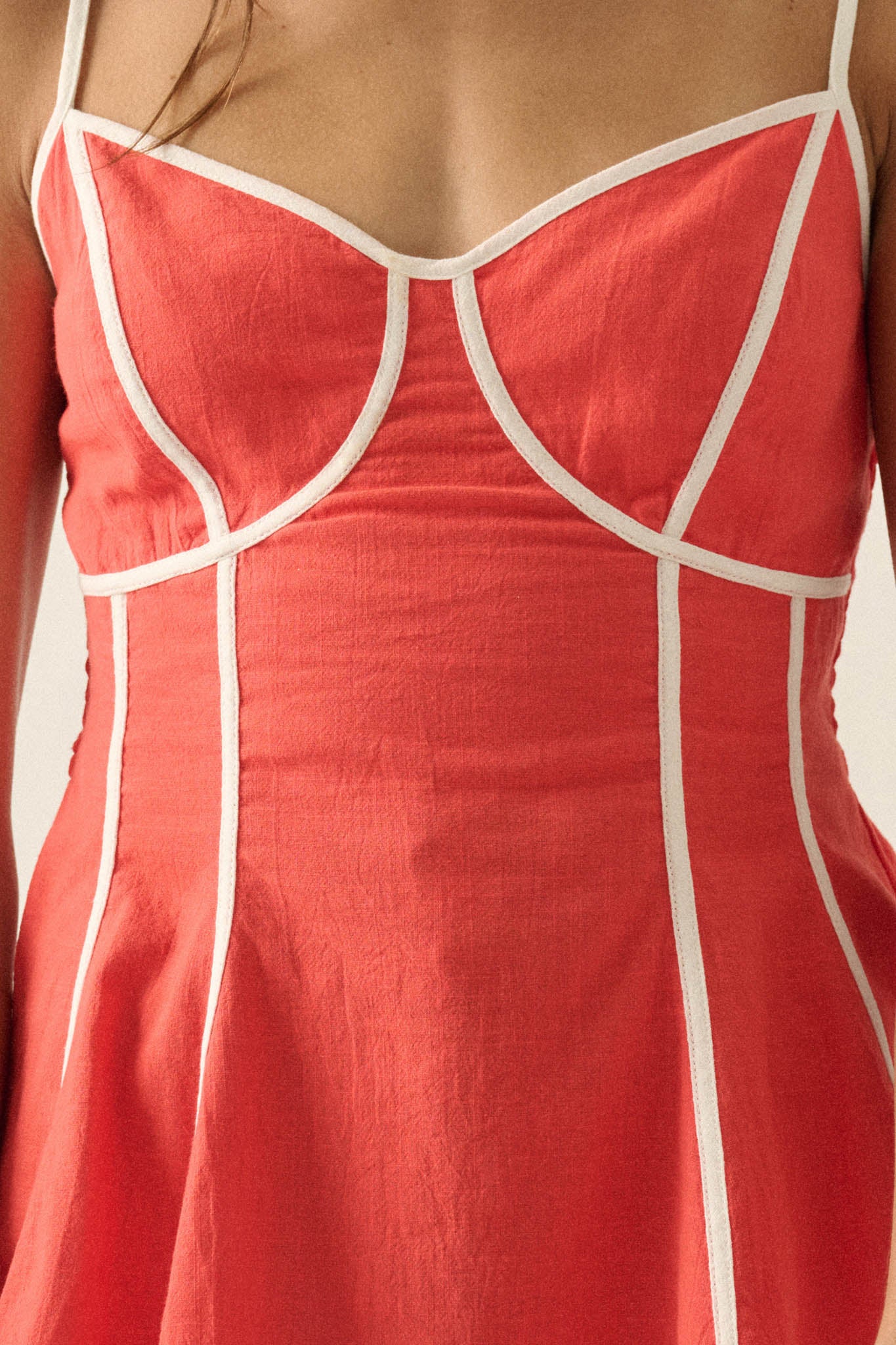 Breathe Easy Cotton Piping-Trim Peplum Cami Top - Image 4