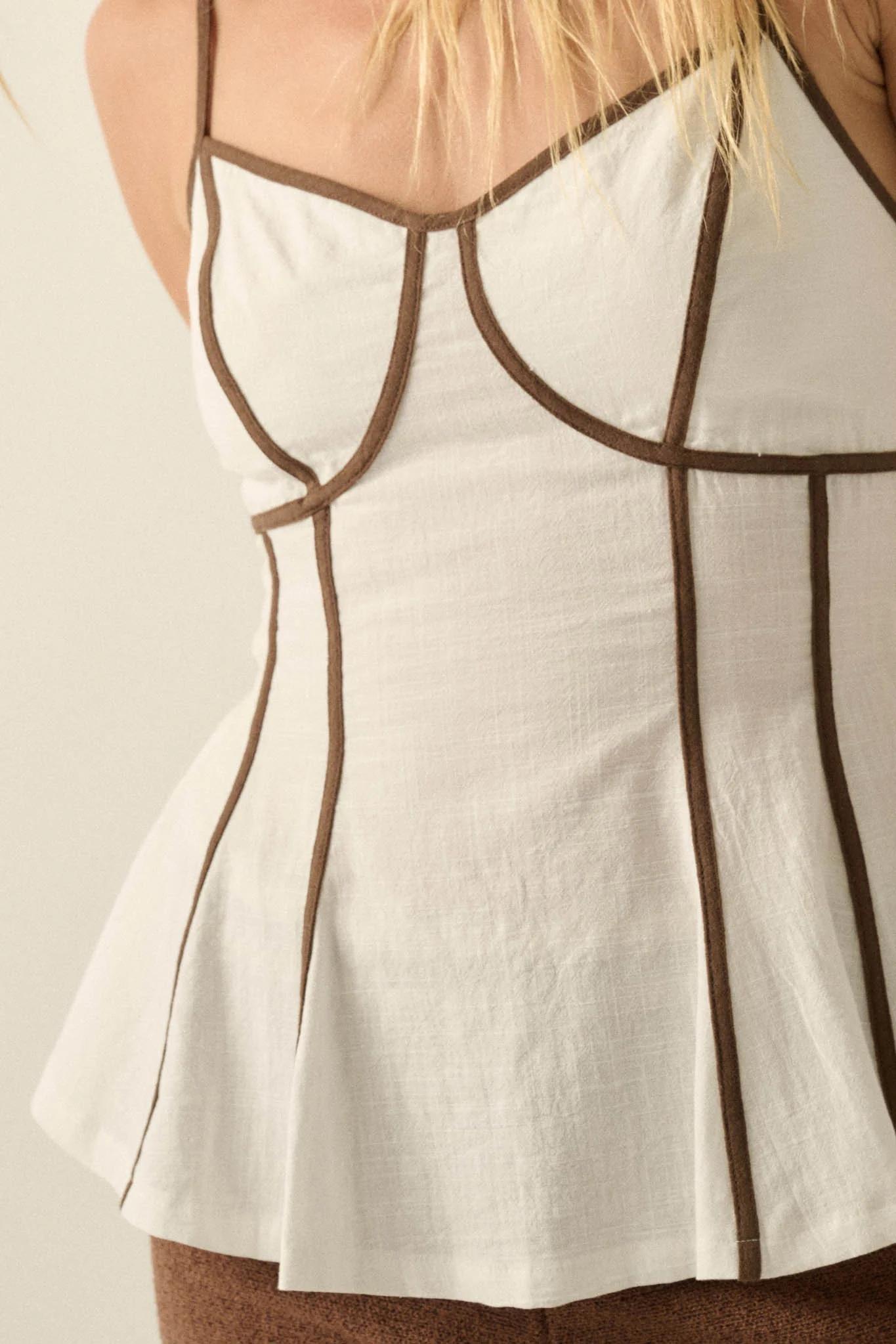 Breathe Easy Cotton Piping-Trim Peplum Cami Top - Image 8